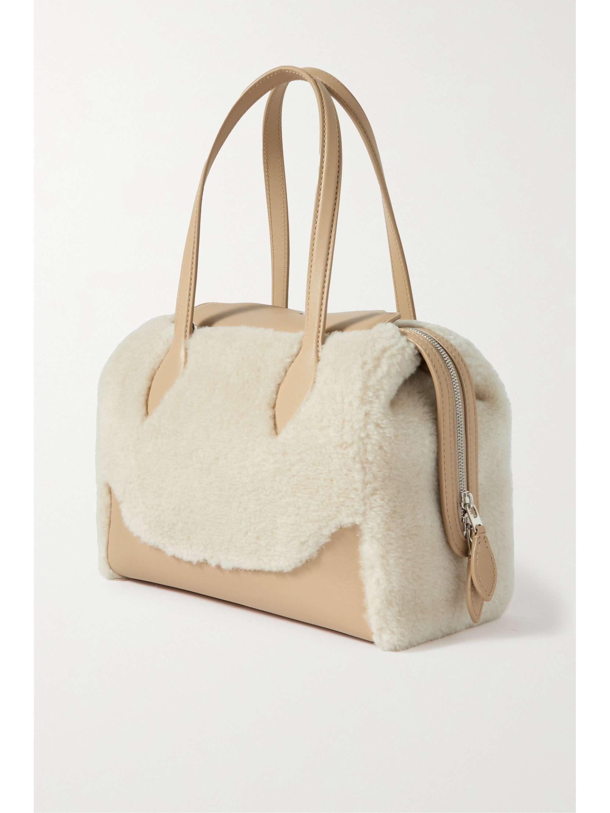 LORO PIANA Happy Day micro leather and cashmere and silk-blend fleece tote