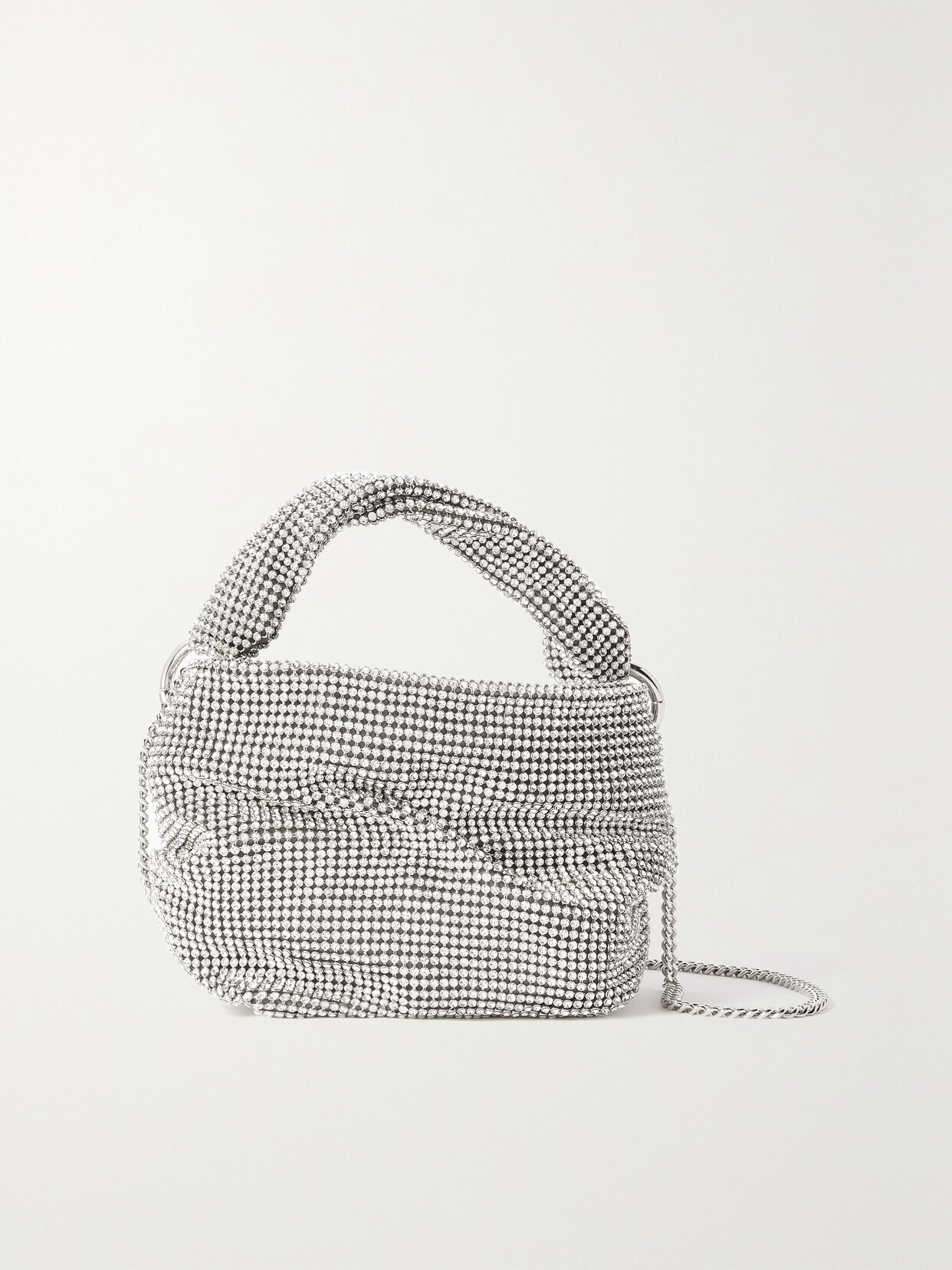 Jimmy Choo Bonny Crystal Mesh Crossbody Bag In Silver