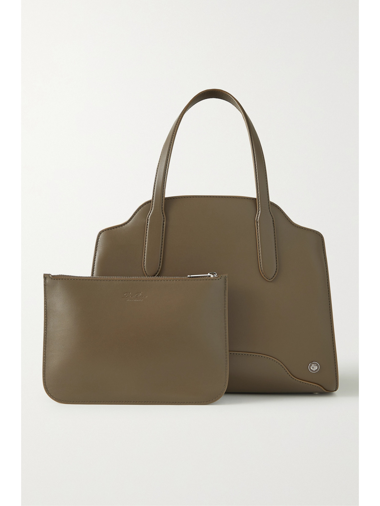 Shop Loro Piana Sesia Medium Leather Tote In Brown