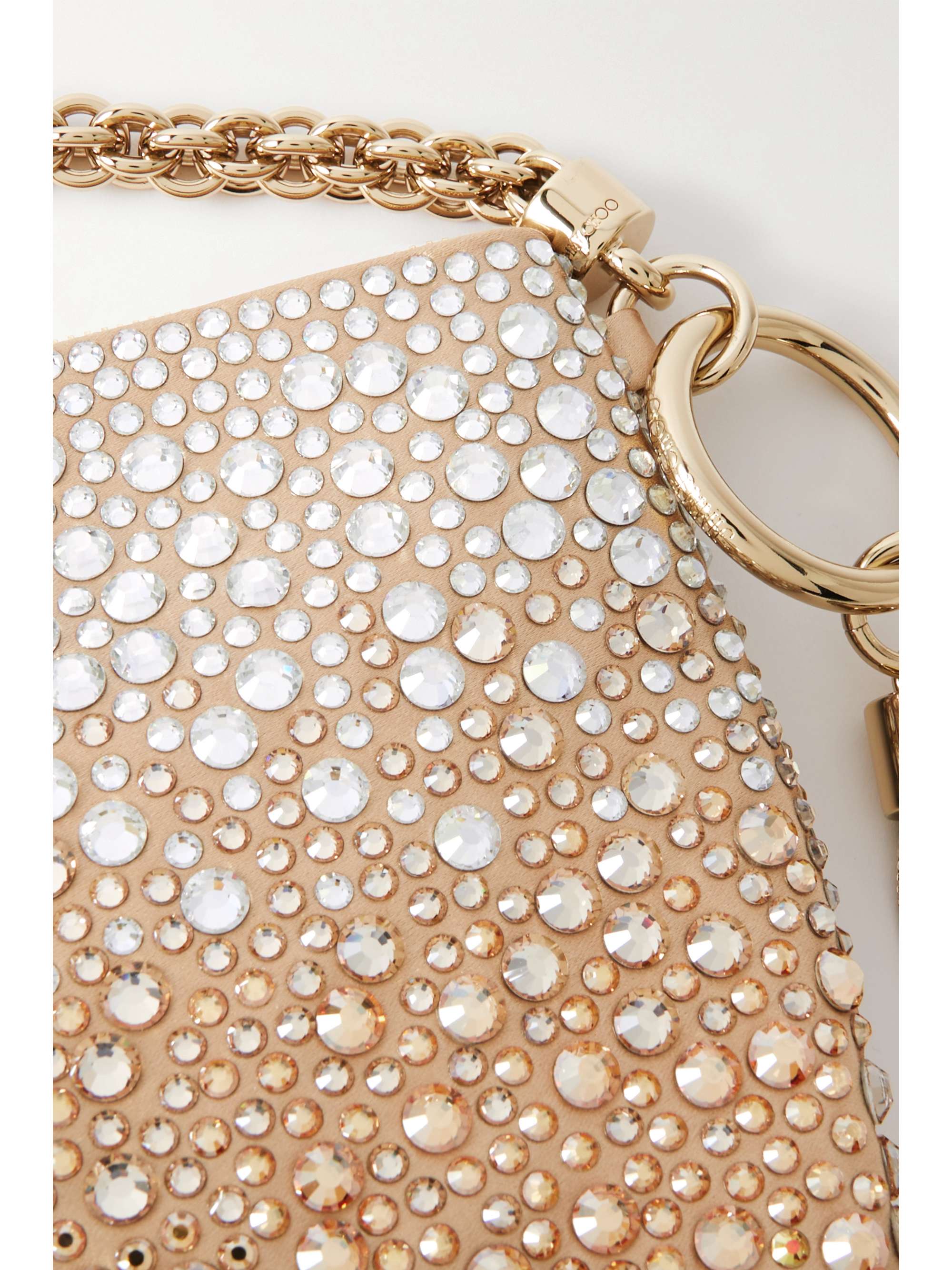 JIMMY CHOO Callie tasseled crystal-embellished degradé satin shoulder bag
