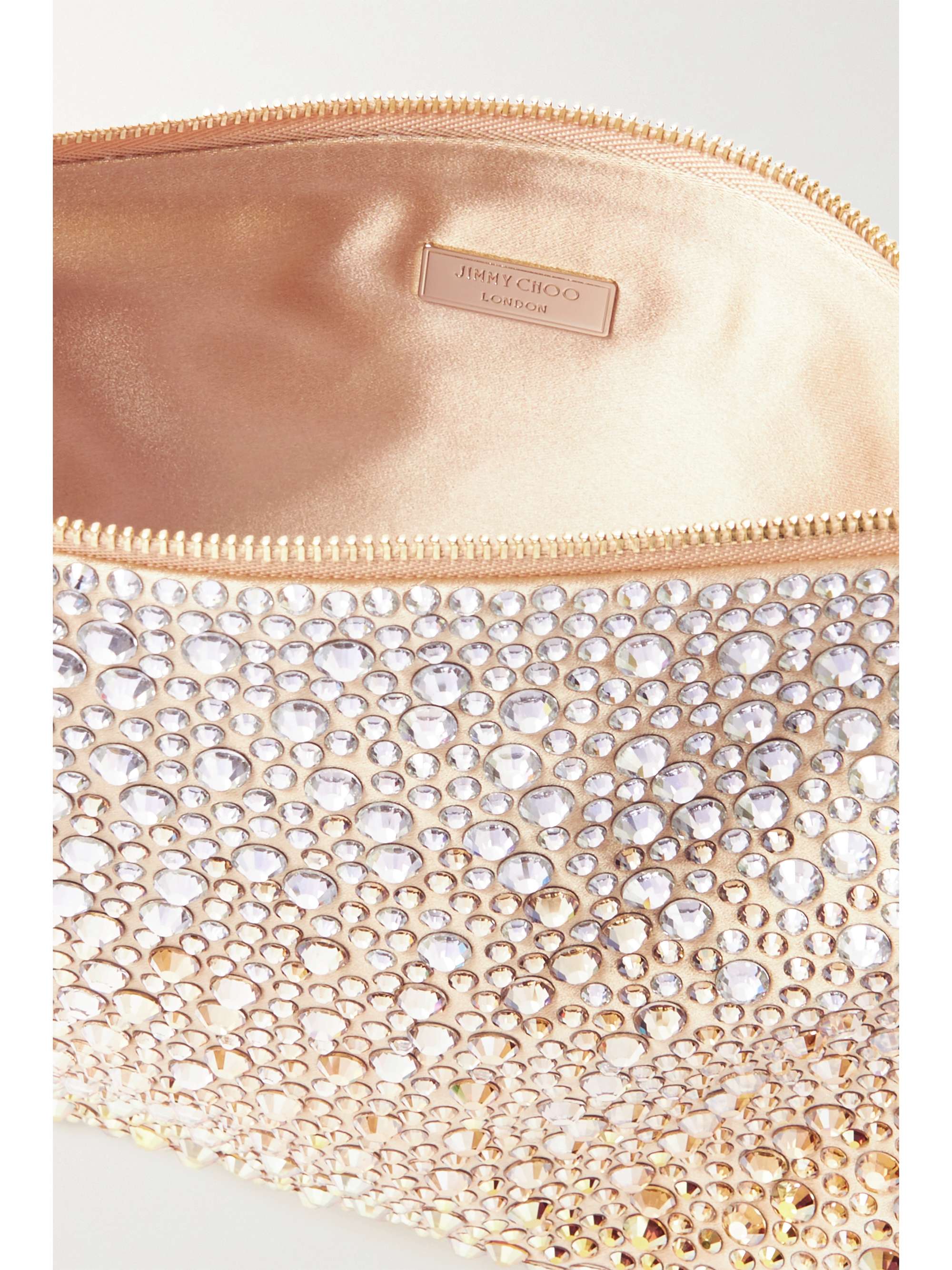 JIMMY CHOO Callie tasseled crystal-embellished degradé satin shoulder bag