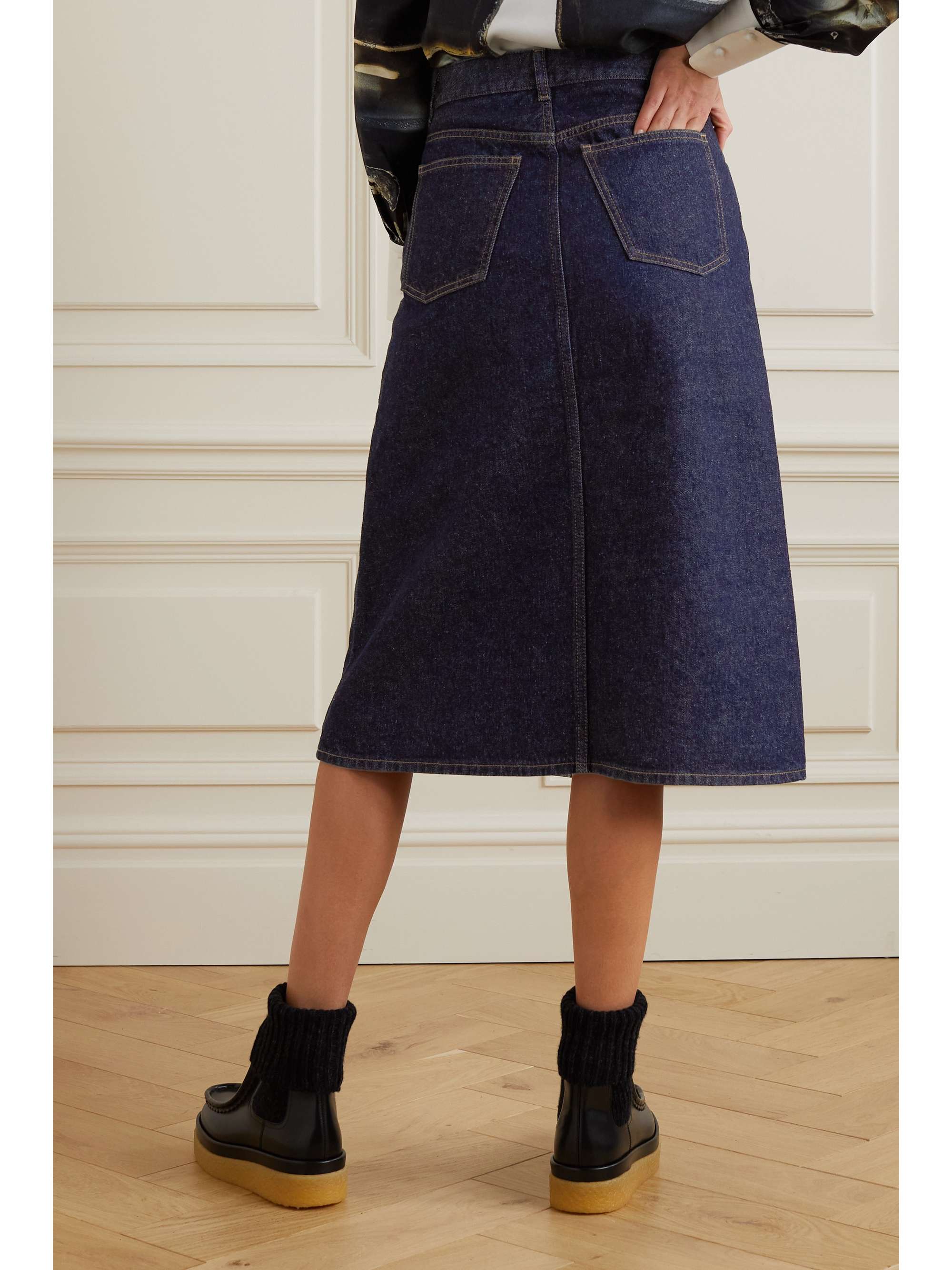 CHLOÉ Agung recycled denim midi skirt