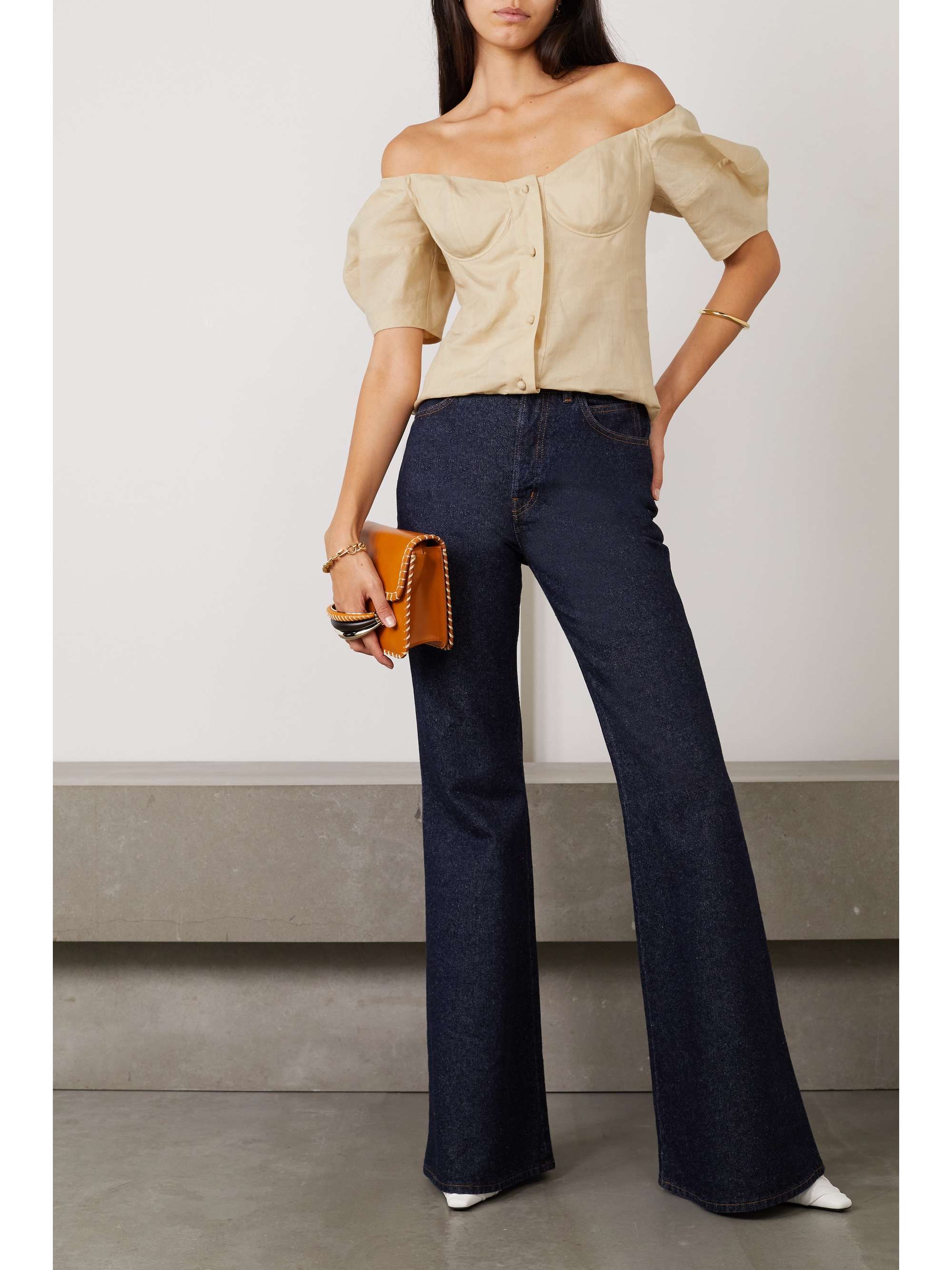 CHLOÉ Off-the-shoulder linen blouse