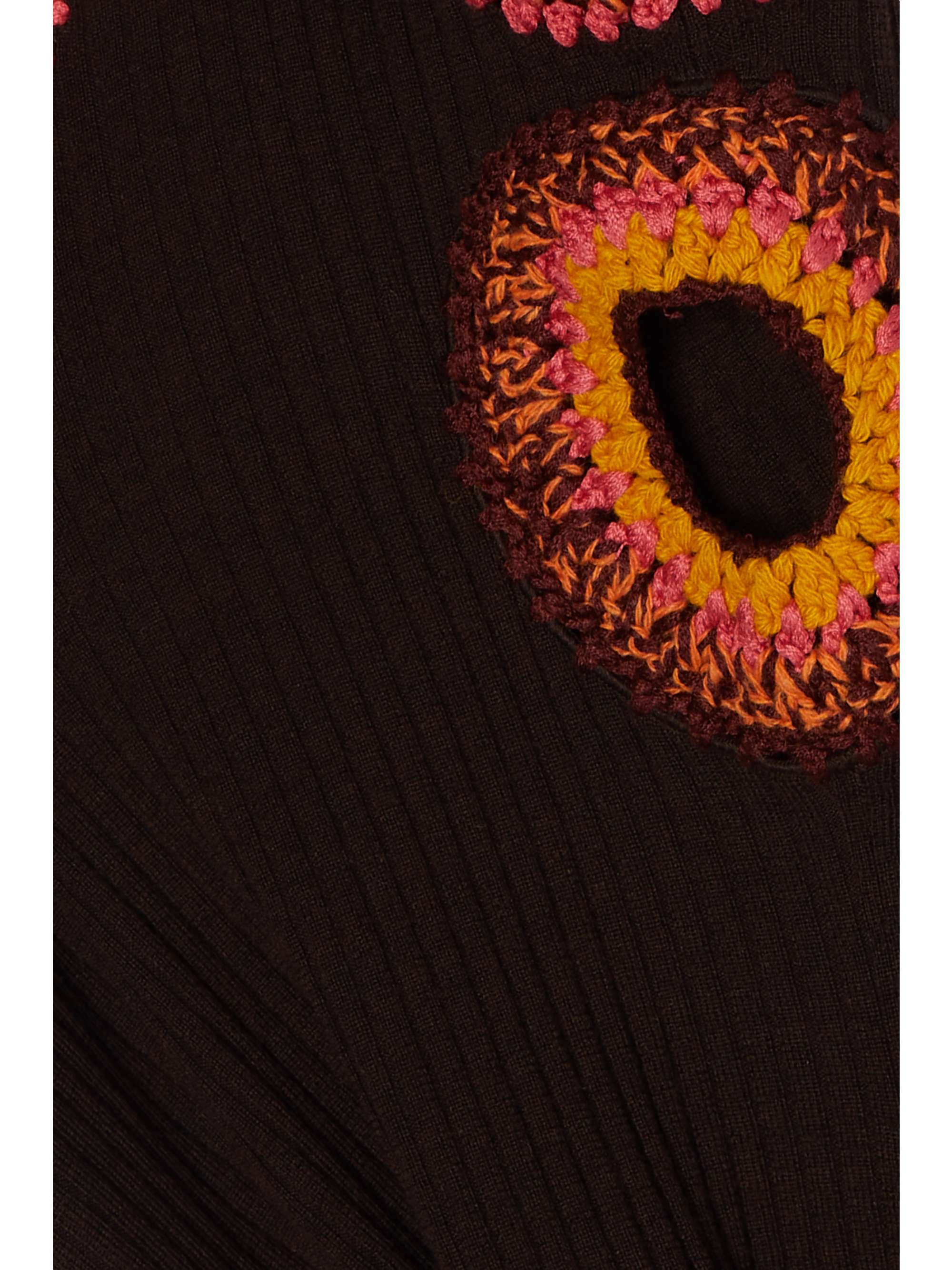 CHLOÉ Cutout crochet-trimmed ribbed wool tank