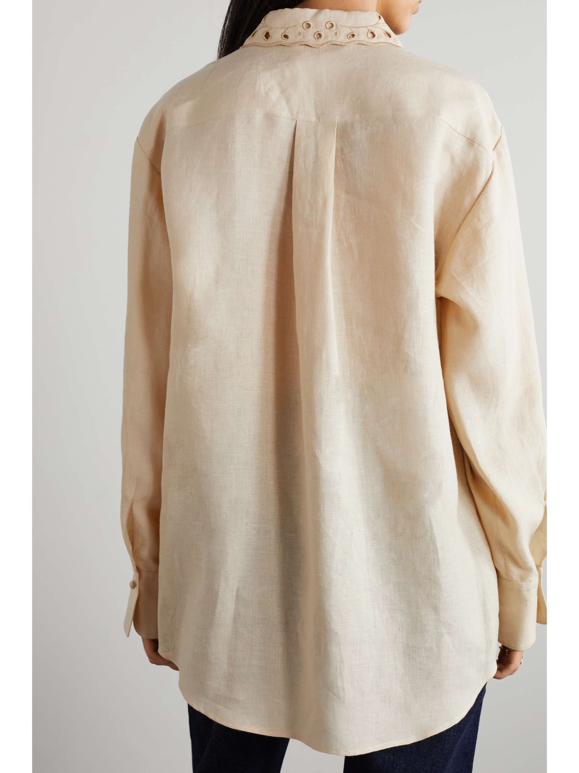 CHLOÉ Broderie anglaise-trimmed linen shirt