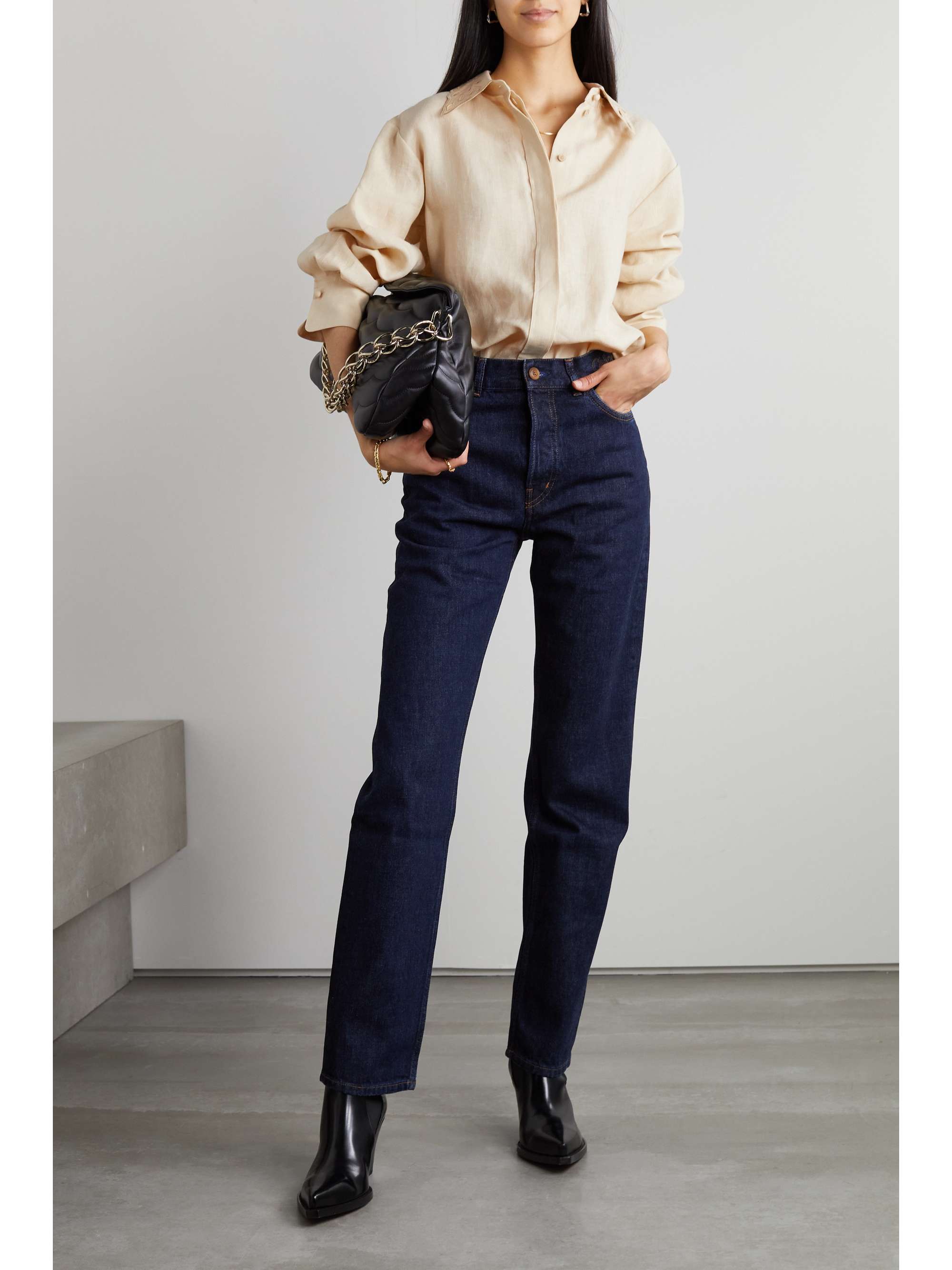 CHLOÉ Broderie anglaise-trimmed linen shirt