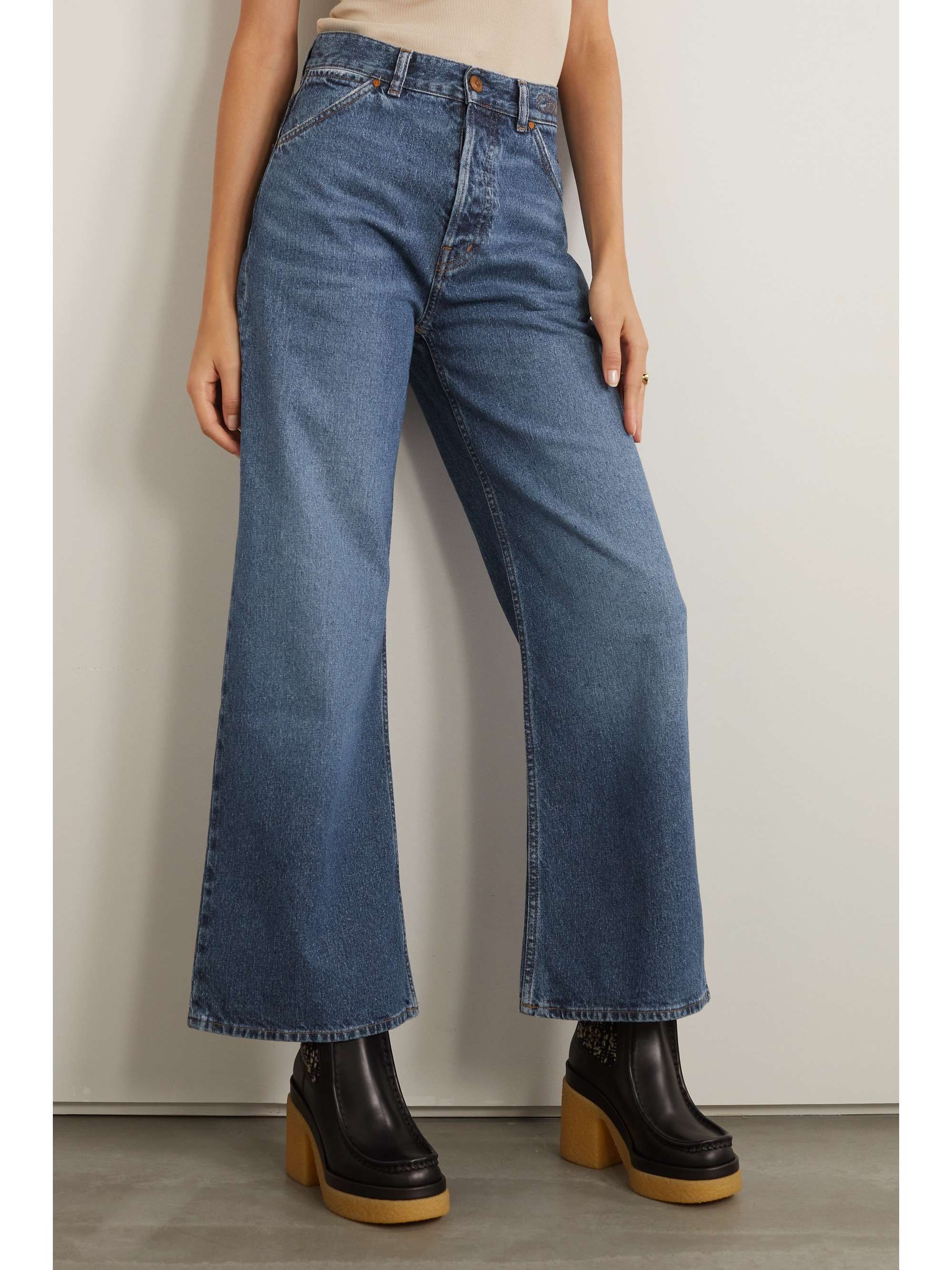 CHLOÉ Stromboli cropped mid-rise wide-leg jeans
