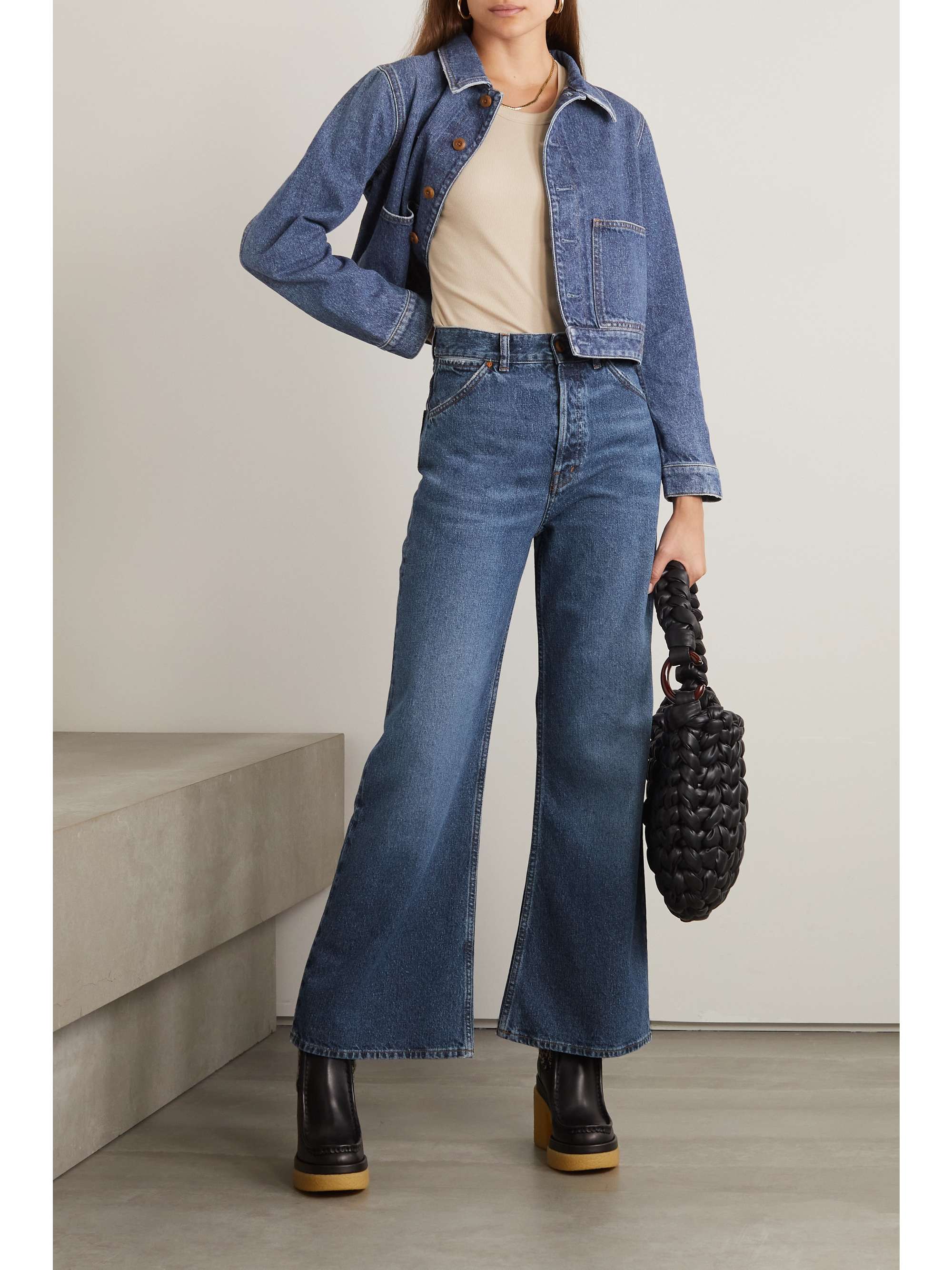 CHLOÉ Stromboli cropped mid-rise wide-leg jeans