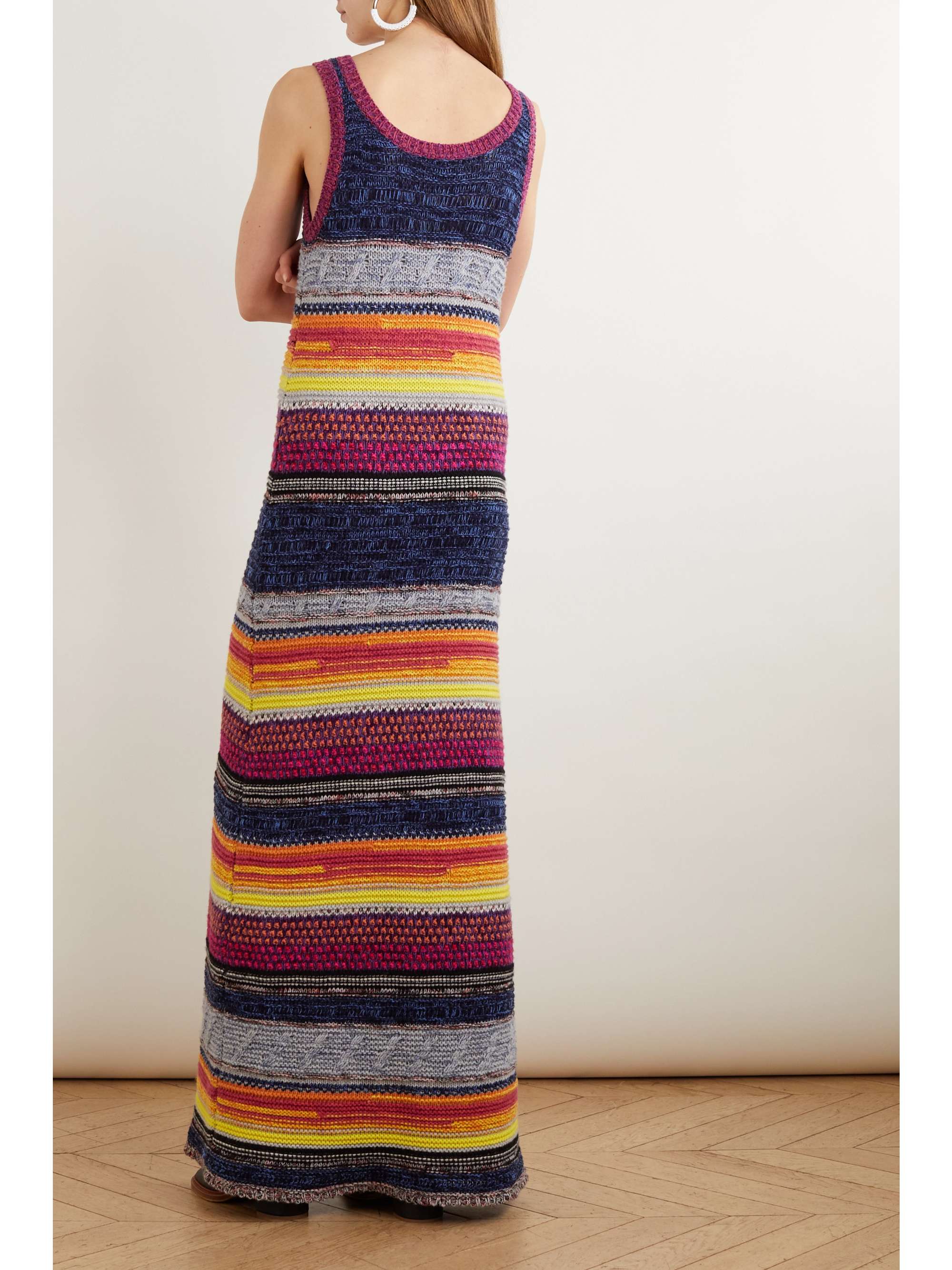 CHLOÉ Striped cashmere and wool-blend maxi dress