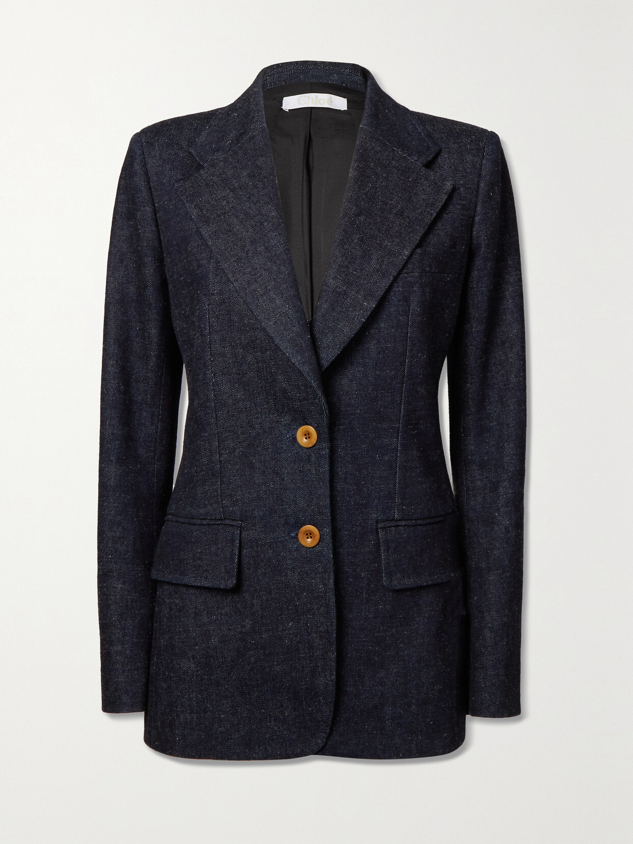 Chloé Single-breasted Jacket In Dark Blue Denim In Blue