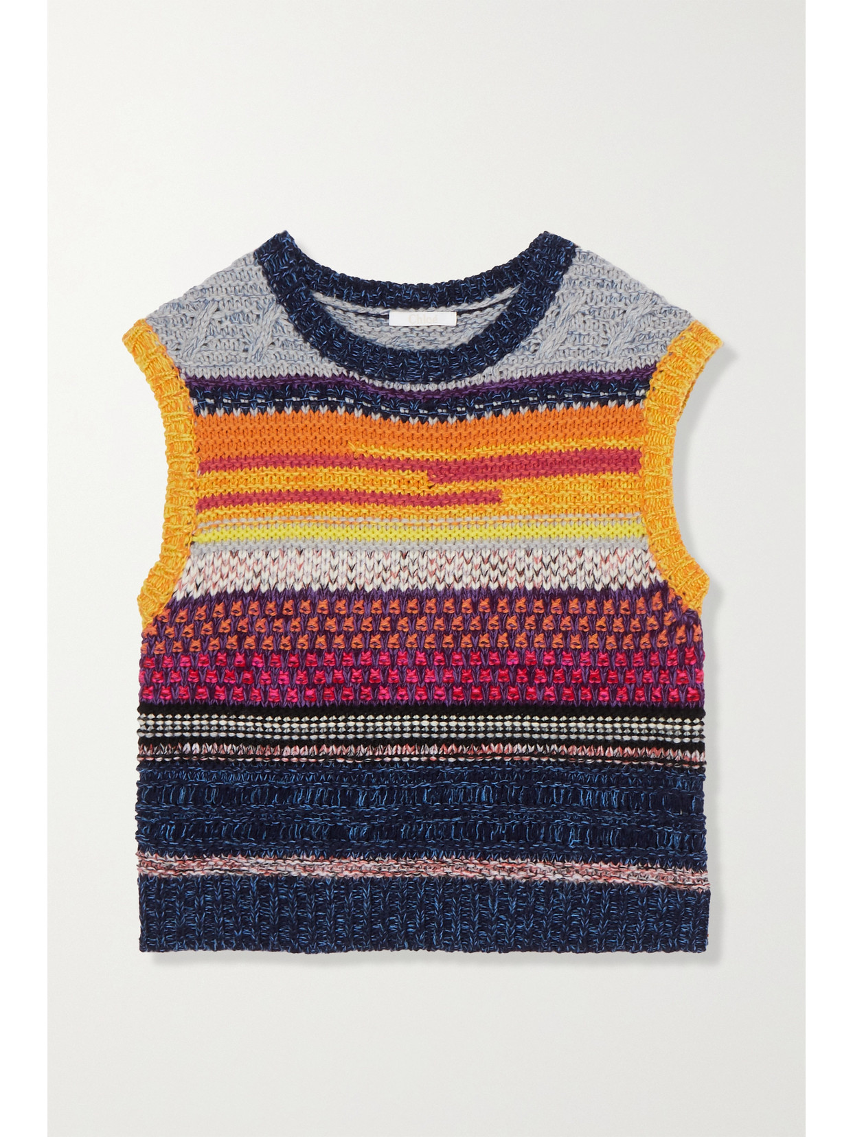 Chloé Striped Cashmere And Wool-blend Vest In Yellow