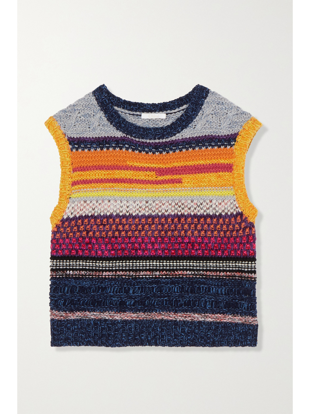 CHLOÉ STRIPED CASHMERE AND WOOL-BLEND VEST