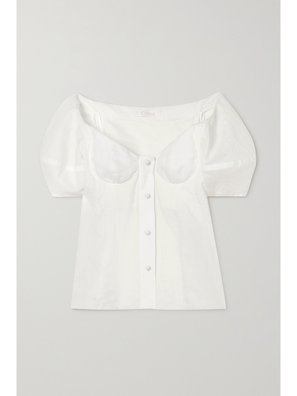 CHLOÉ OFF-THE-SHOULDER LINEN BLOUSE