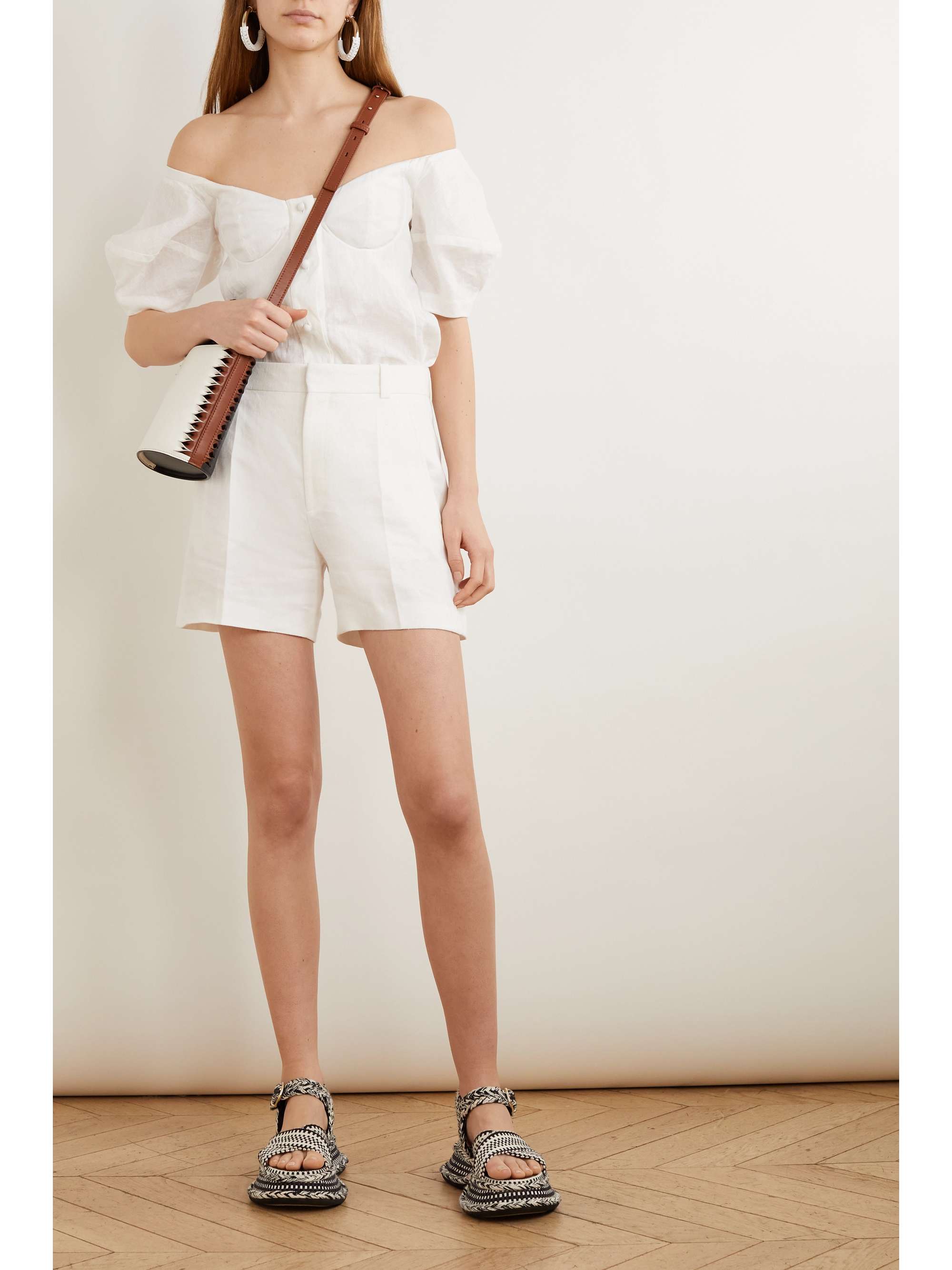 CHLOÉ Off-the-shoulder linen blouse
