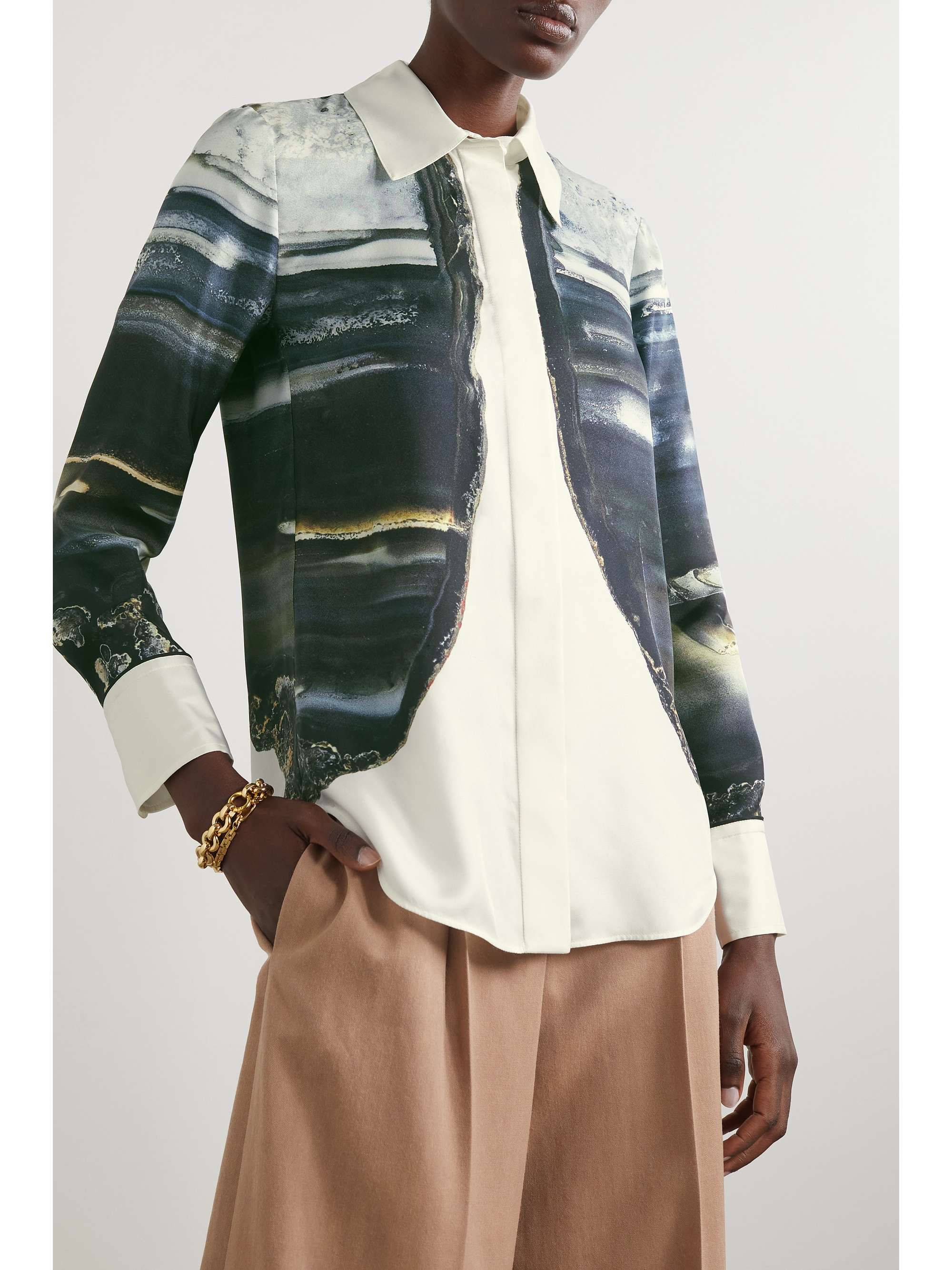 CHLOÉ Printed silk-twill shirt