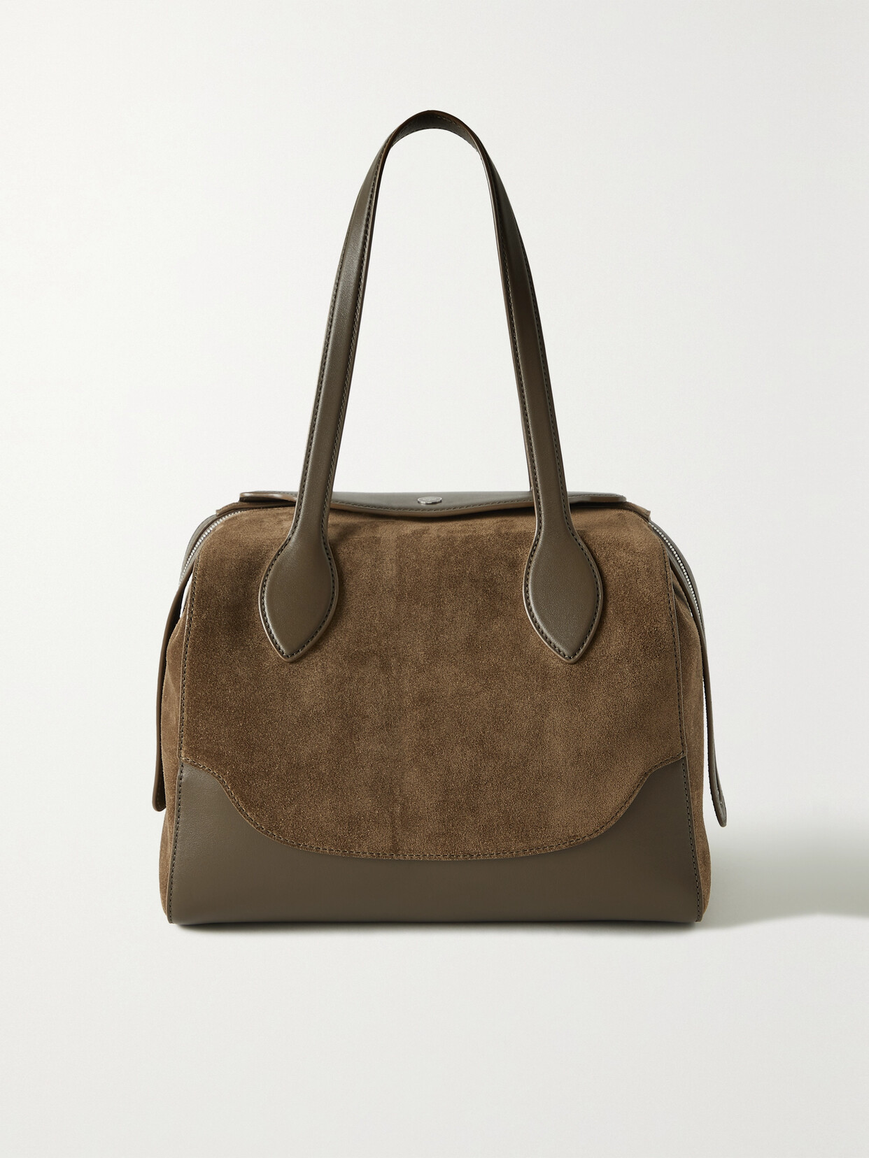 Shop Loro Piana Sesia Happy Day Medium Leather-trimmed Suede Tote In Brown