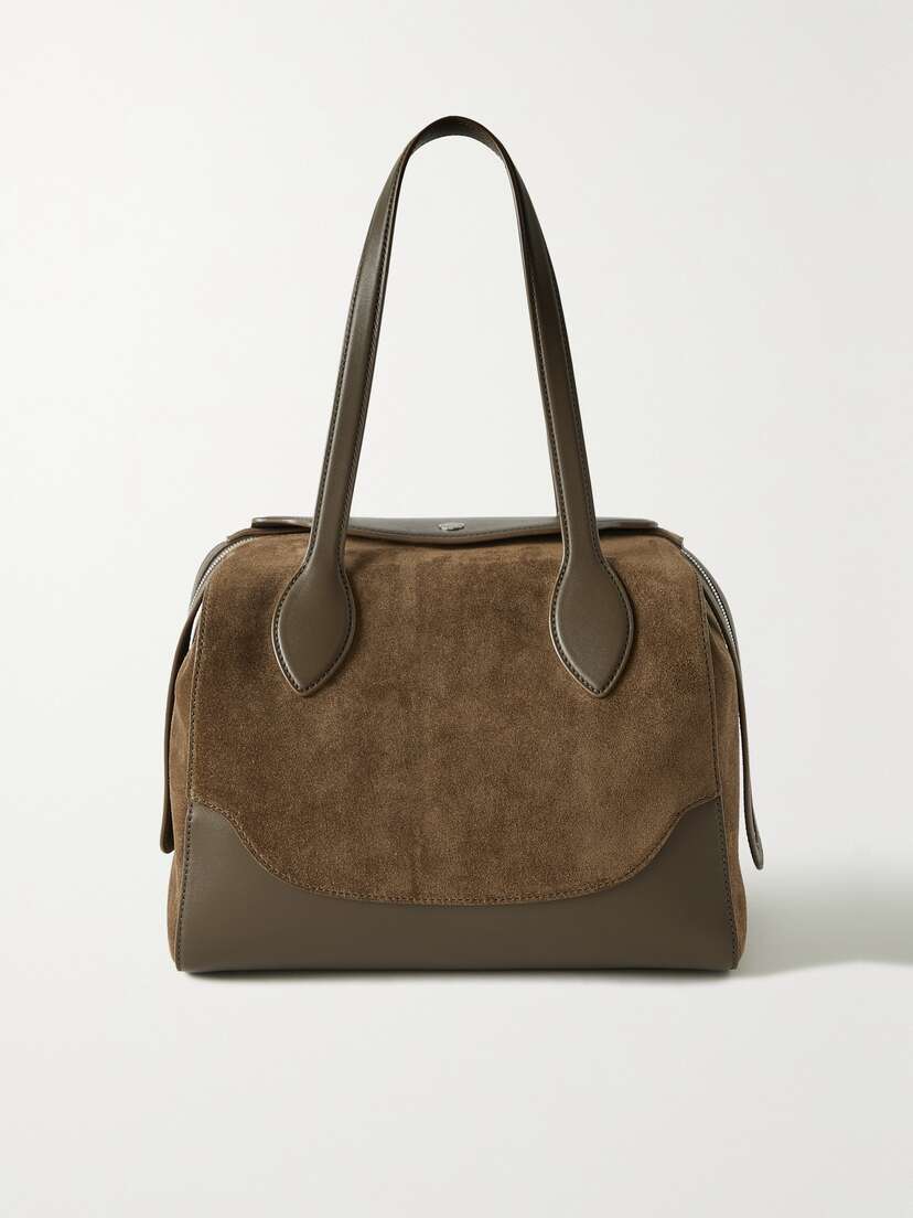 Loro Piana Sesia Happy Day Medium Leather-trimmed Suede Tote