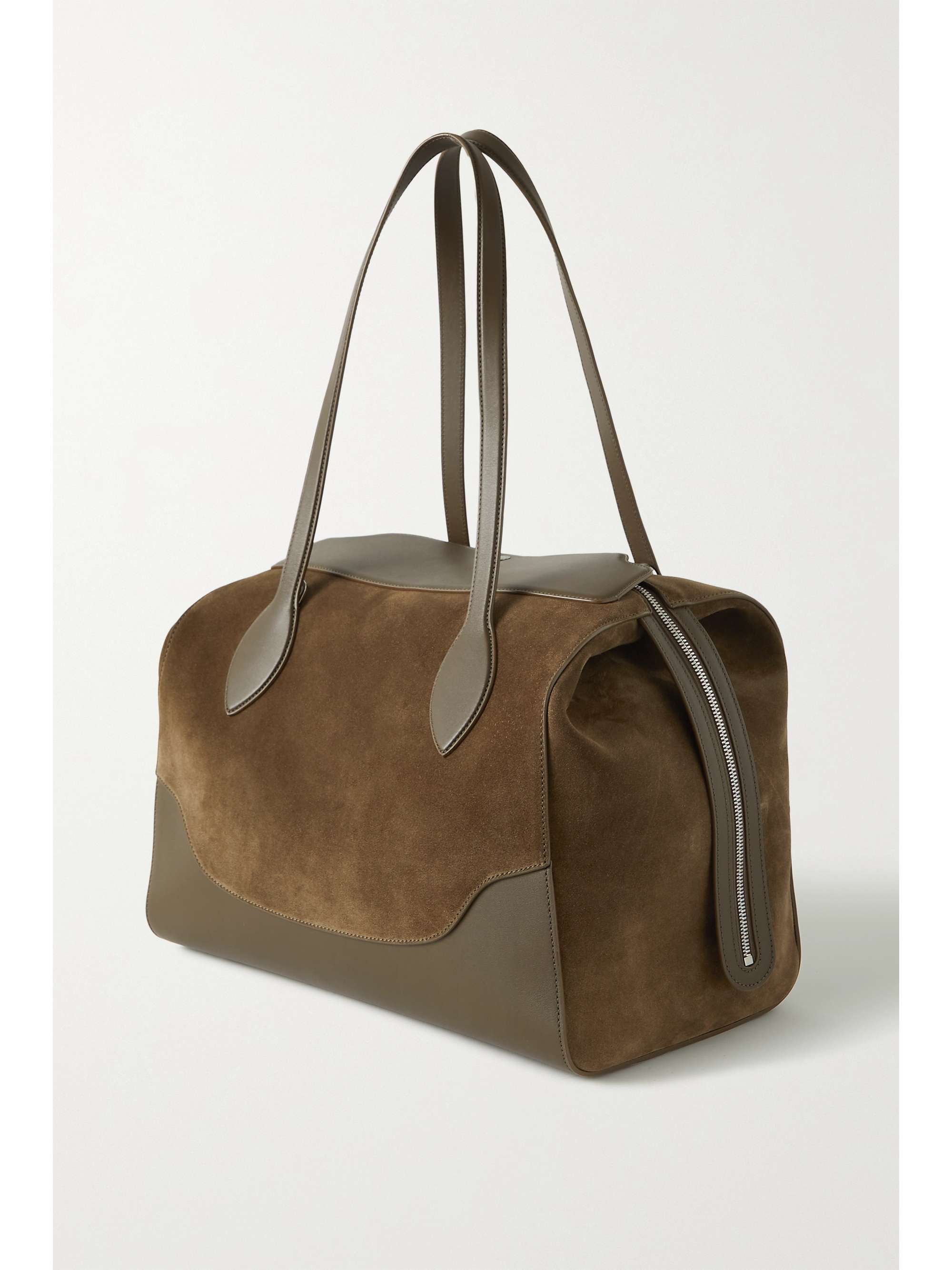 LORO PIANA Sesia Happy Day XL leather-trimmed suede tote