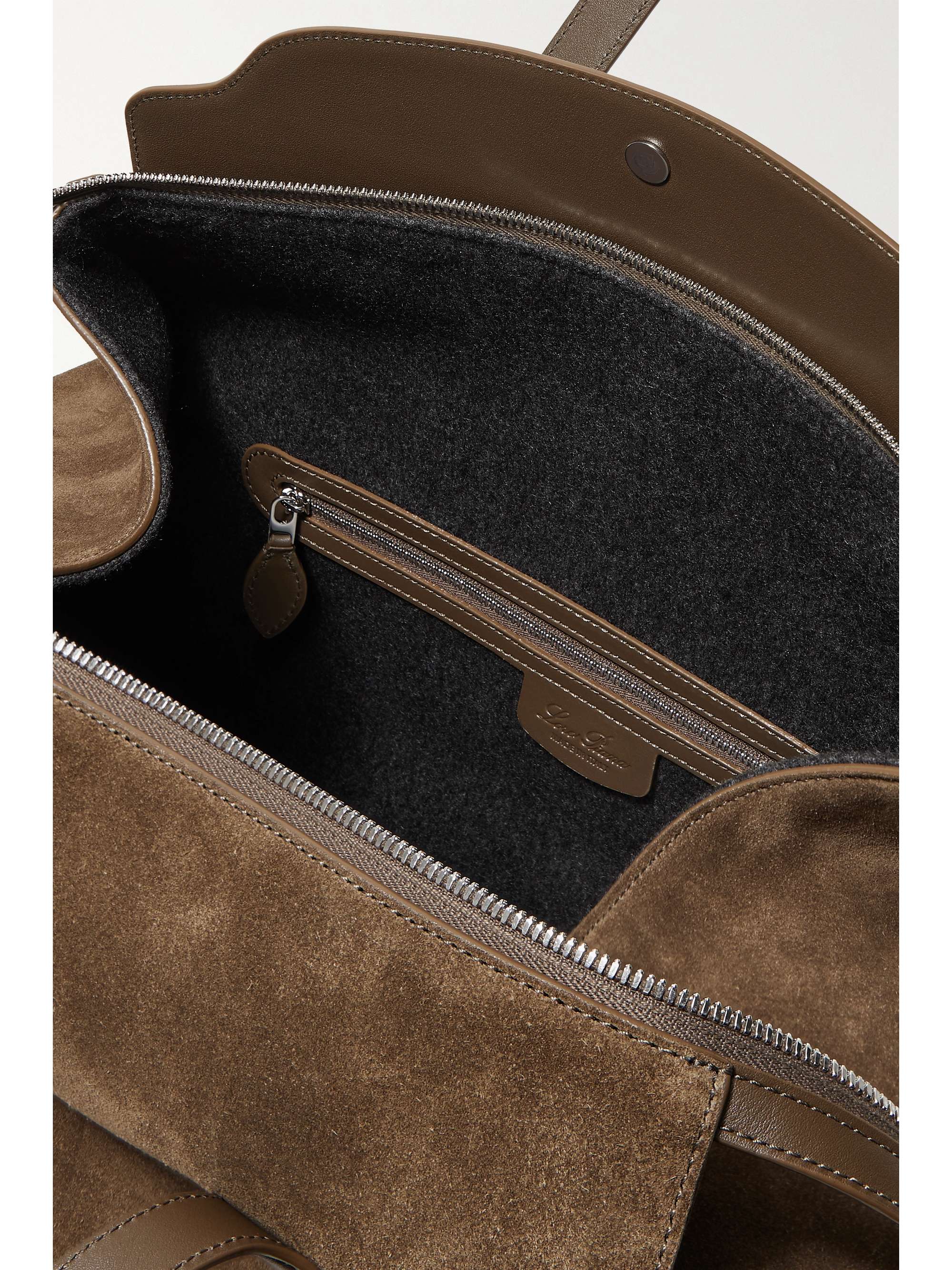 LORO PIANA Sesia Happy Day XL leather-trimmed suede tote