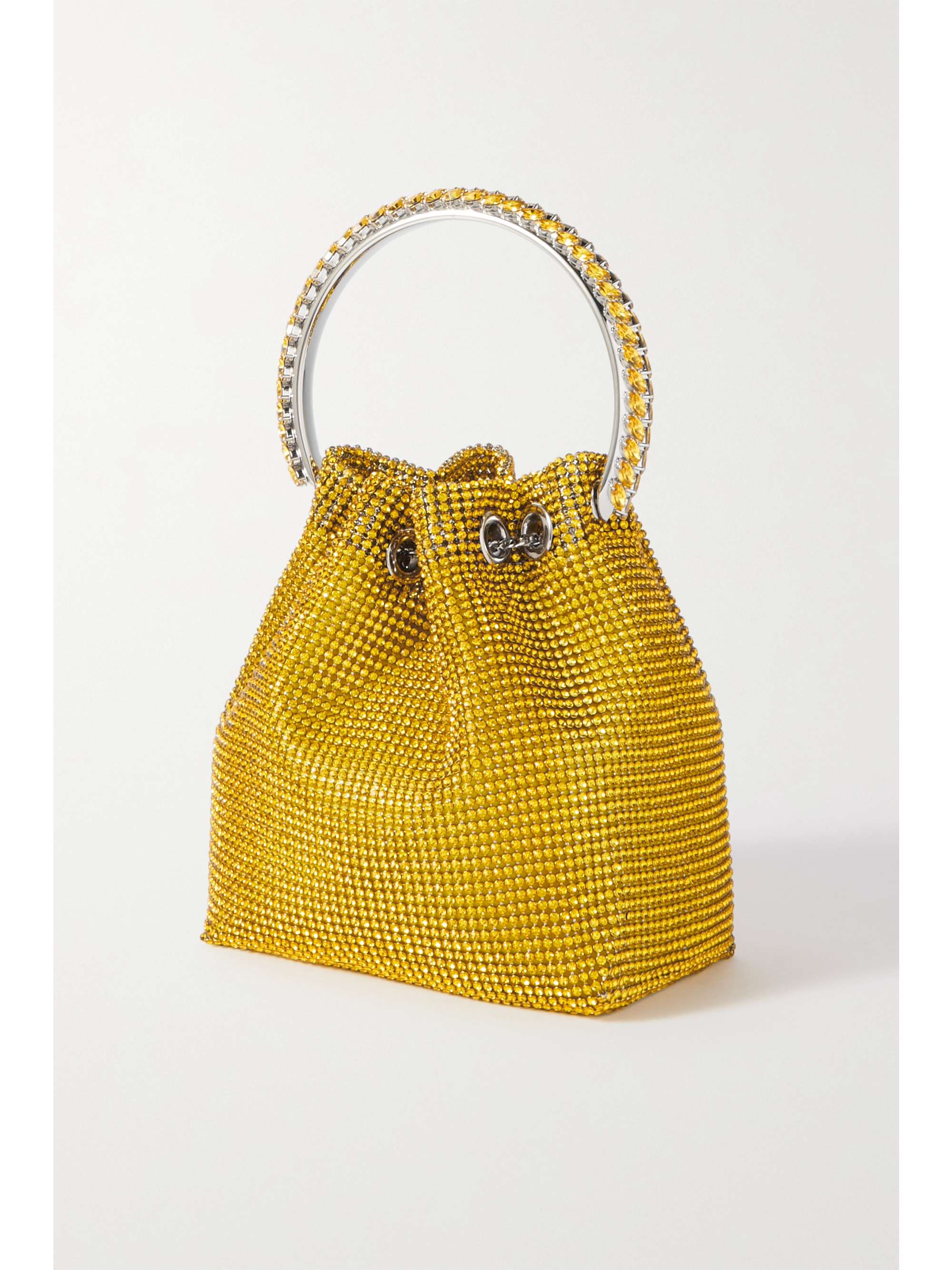 JIMMY CHOO Bon Bon crystal-embellished satin bucket bag