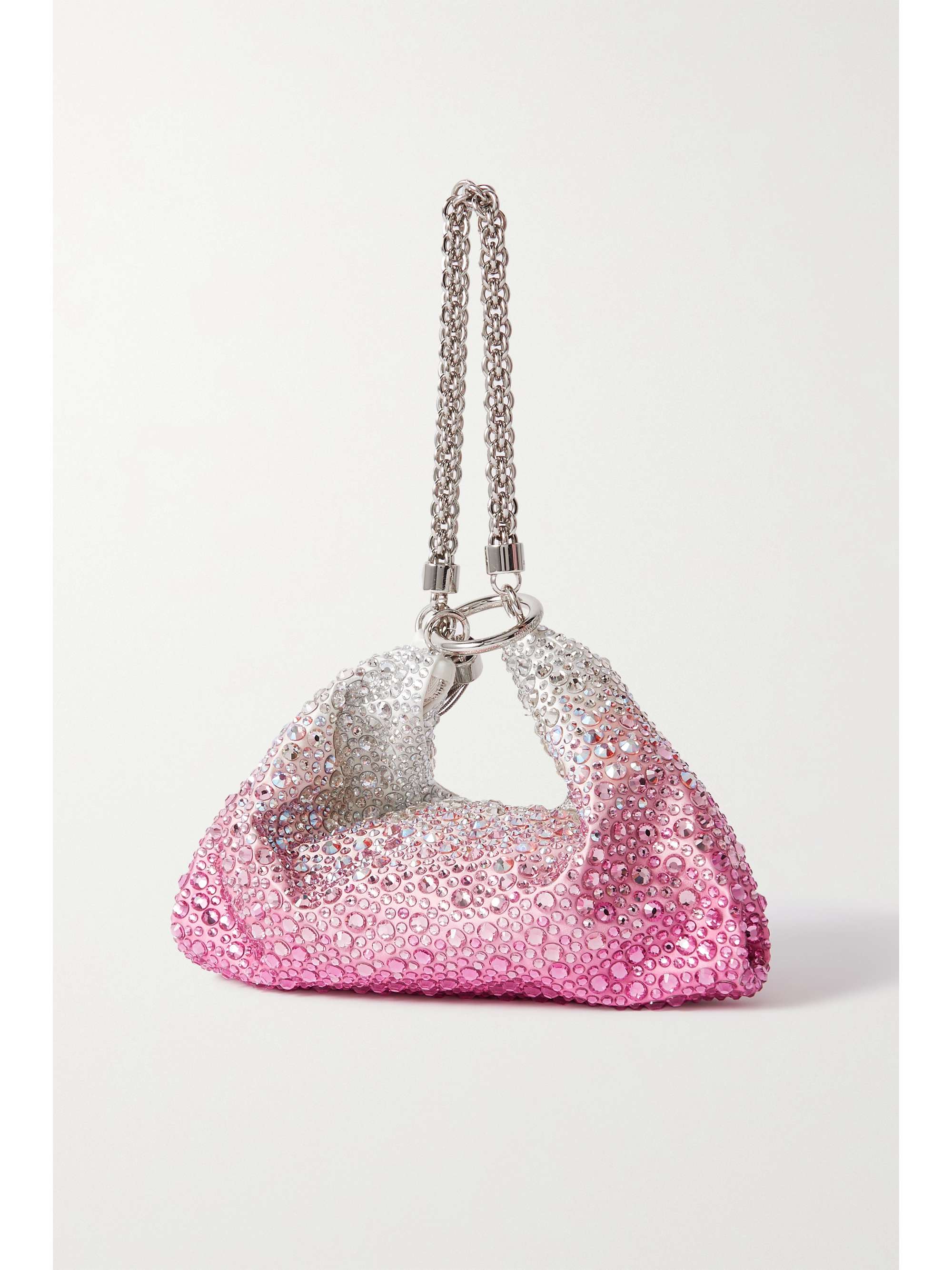 JIMMY CHOO Callie tasseled crystal-embellished degradé satin shoulder bag
