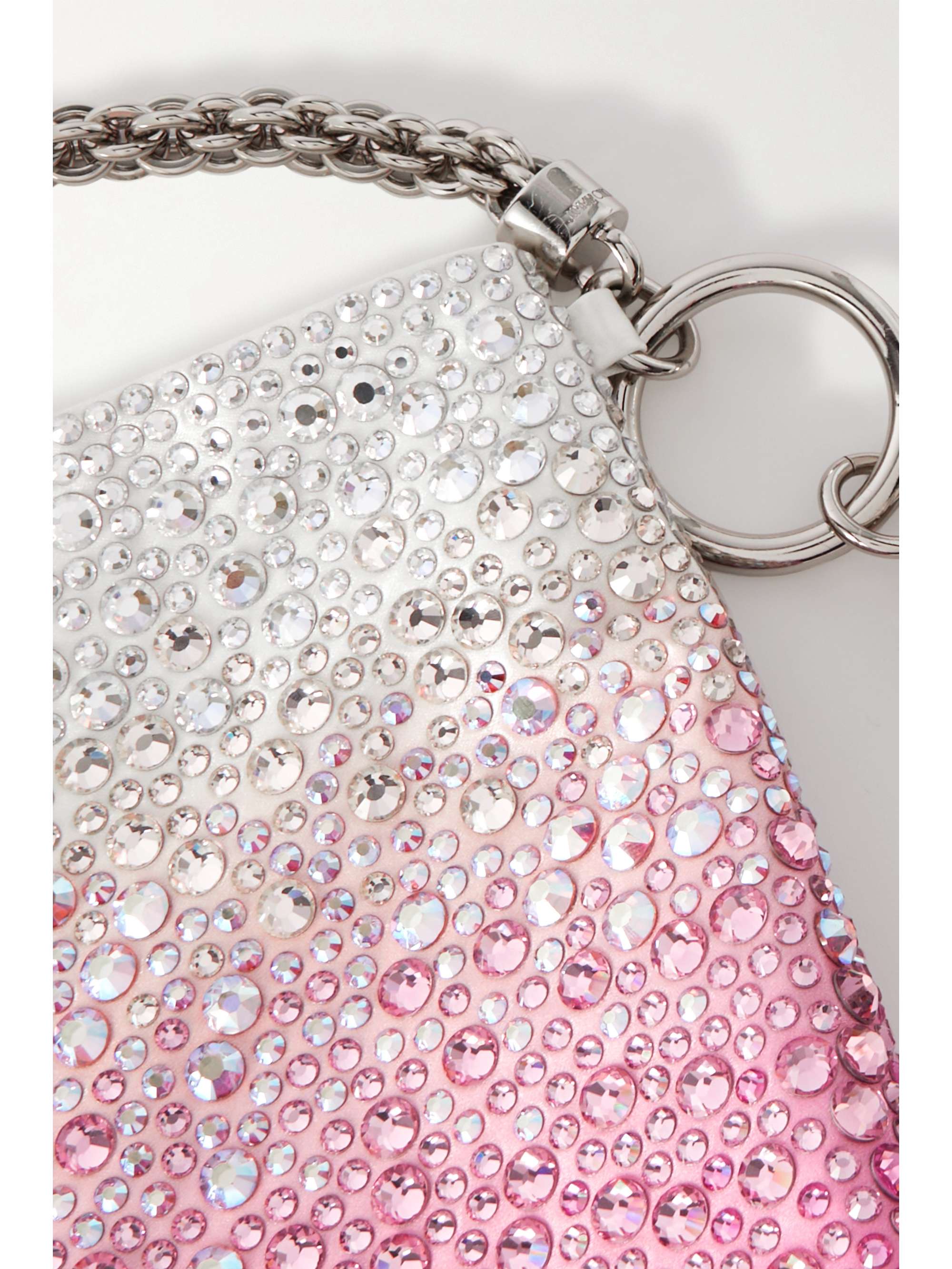 JIMMY CHOO Callie tasseled crystal-embellished degradé satin shoulder bag