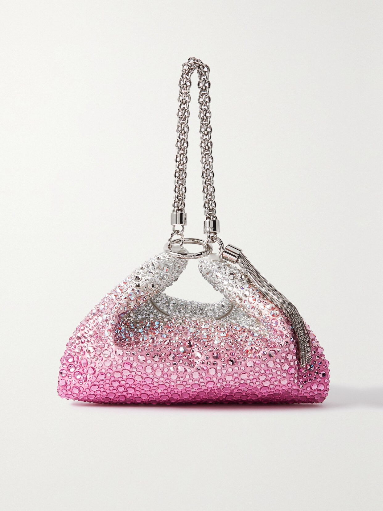 Jimmy Choo Callie Tasseled Crystal-embellished Degradé Satin Shoulder Bag