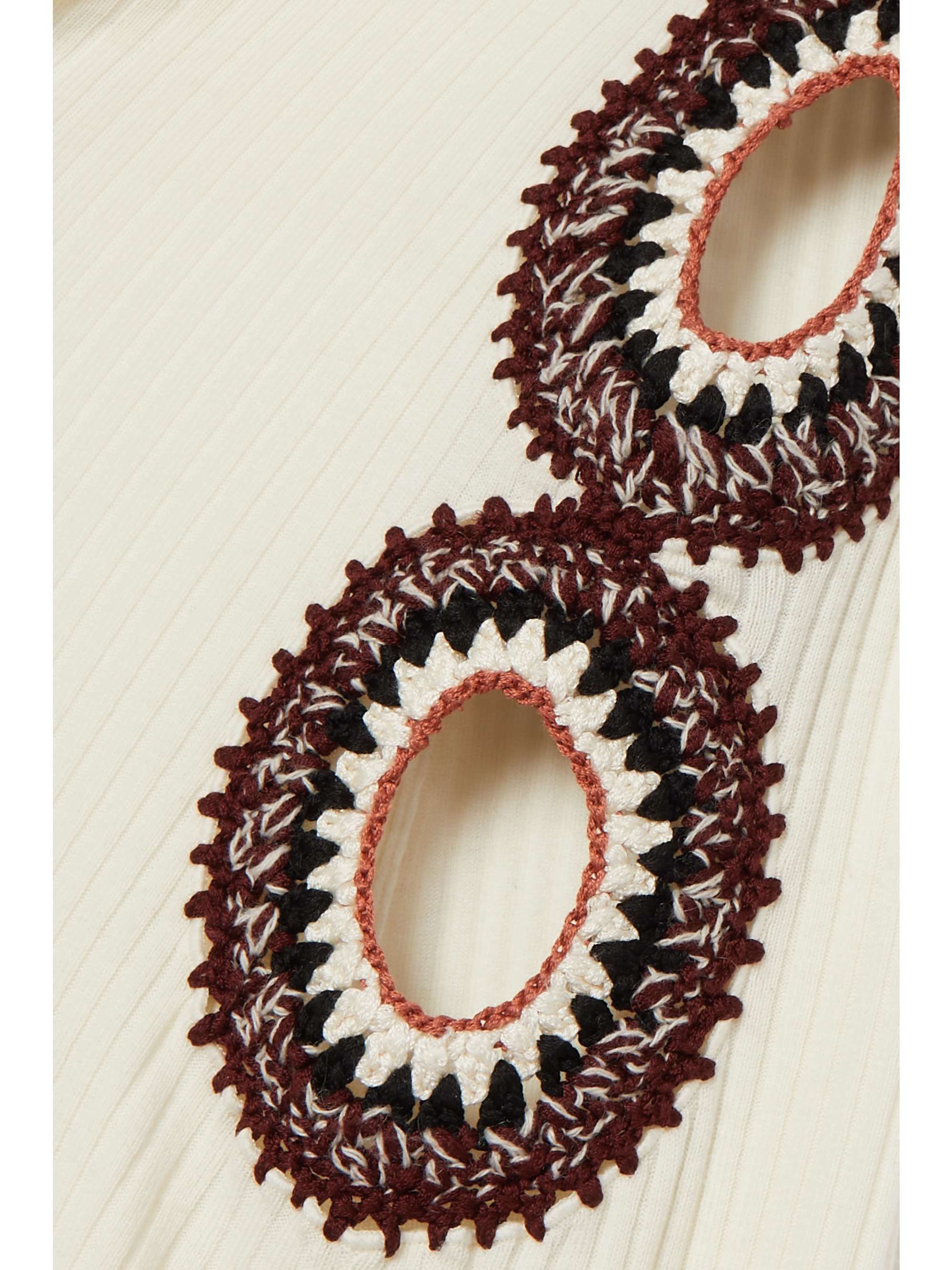 CHLOÉ Cutout crochet-trimmed ribbed wool maxi dress