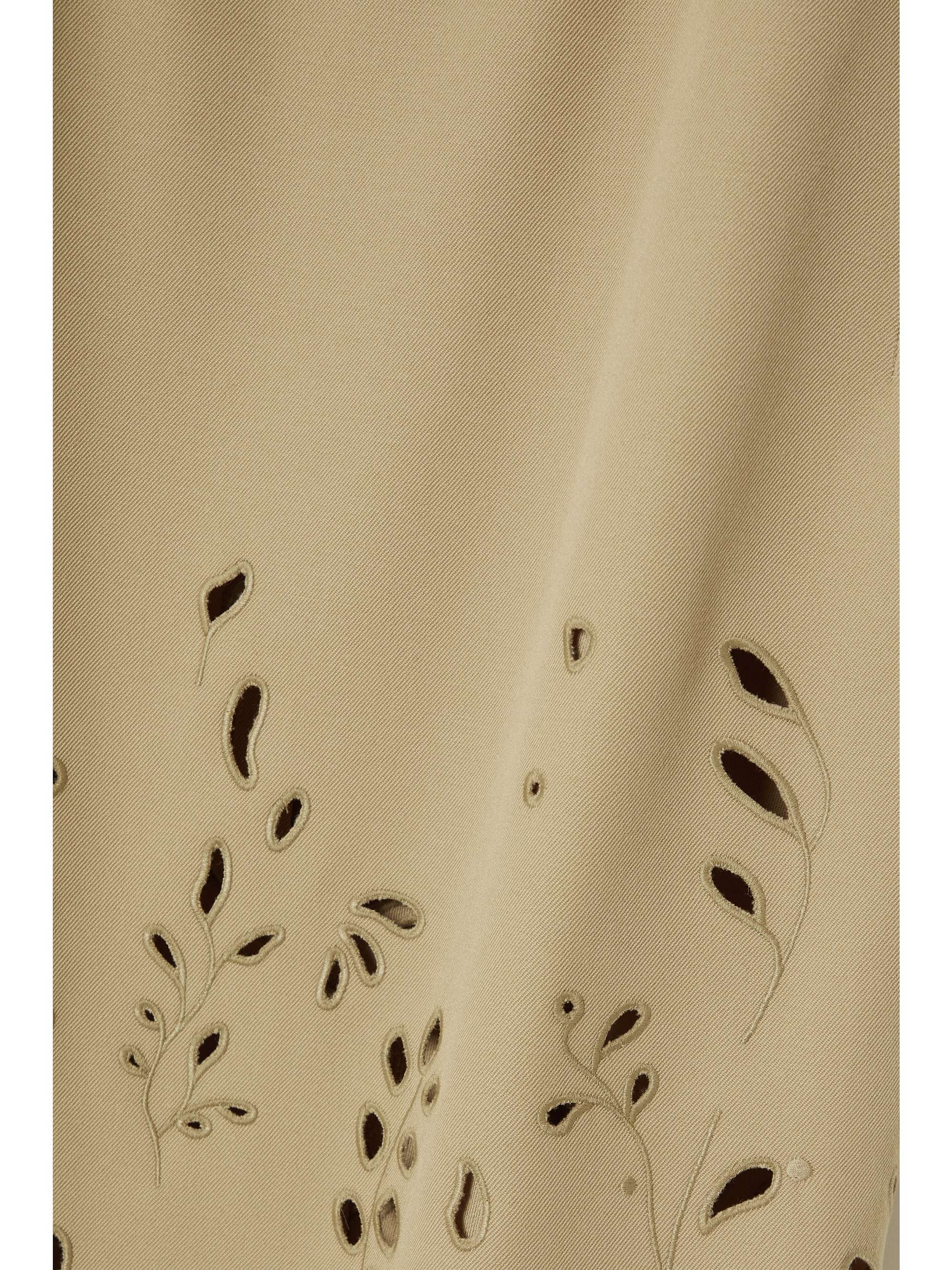 CHLOÉ Broderie anglaise wool-twill midi skirt