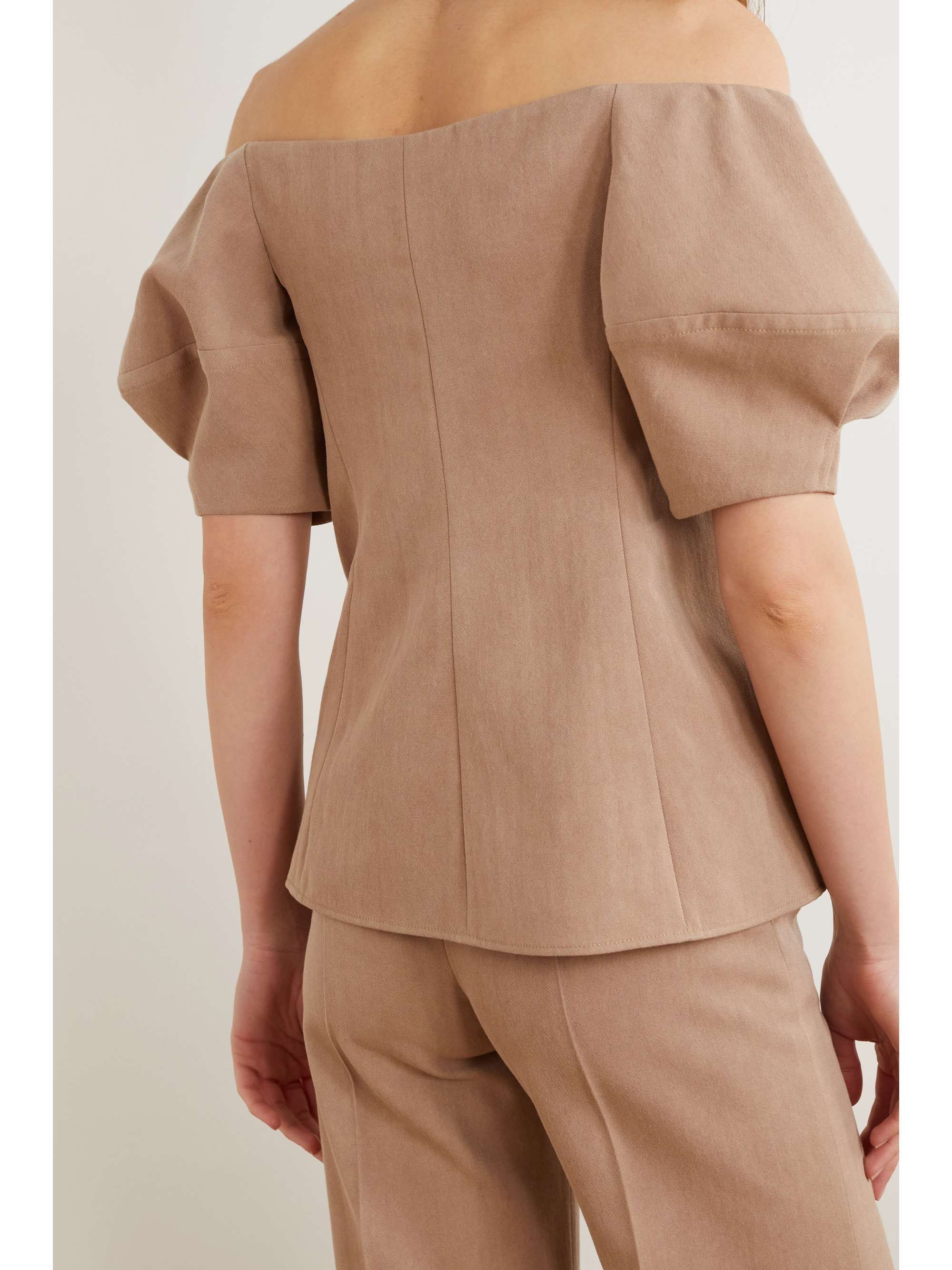 CHLOÉ Off-the-shoulder wool-twill blouse