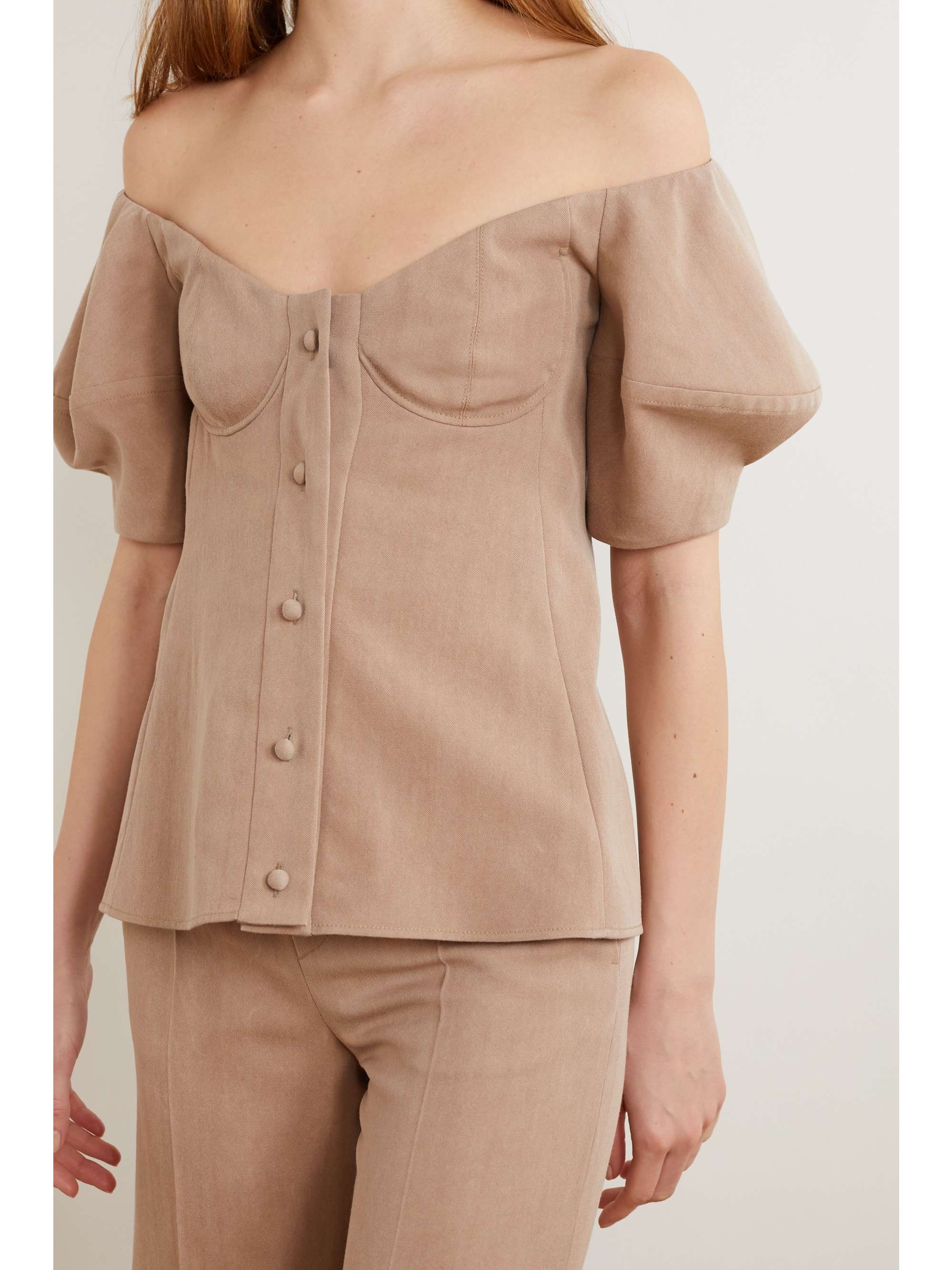 CHLOÉ Off-the-shoulder wool-twill blouse