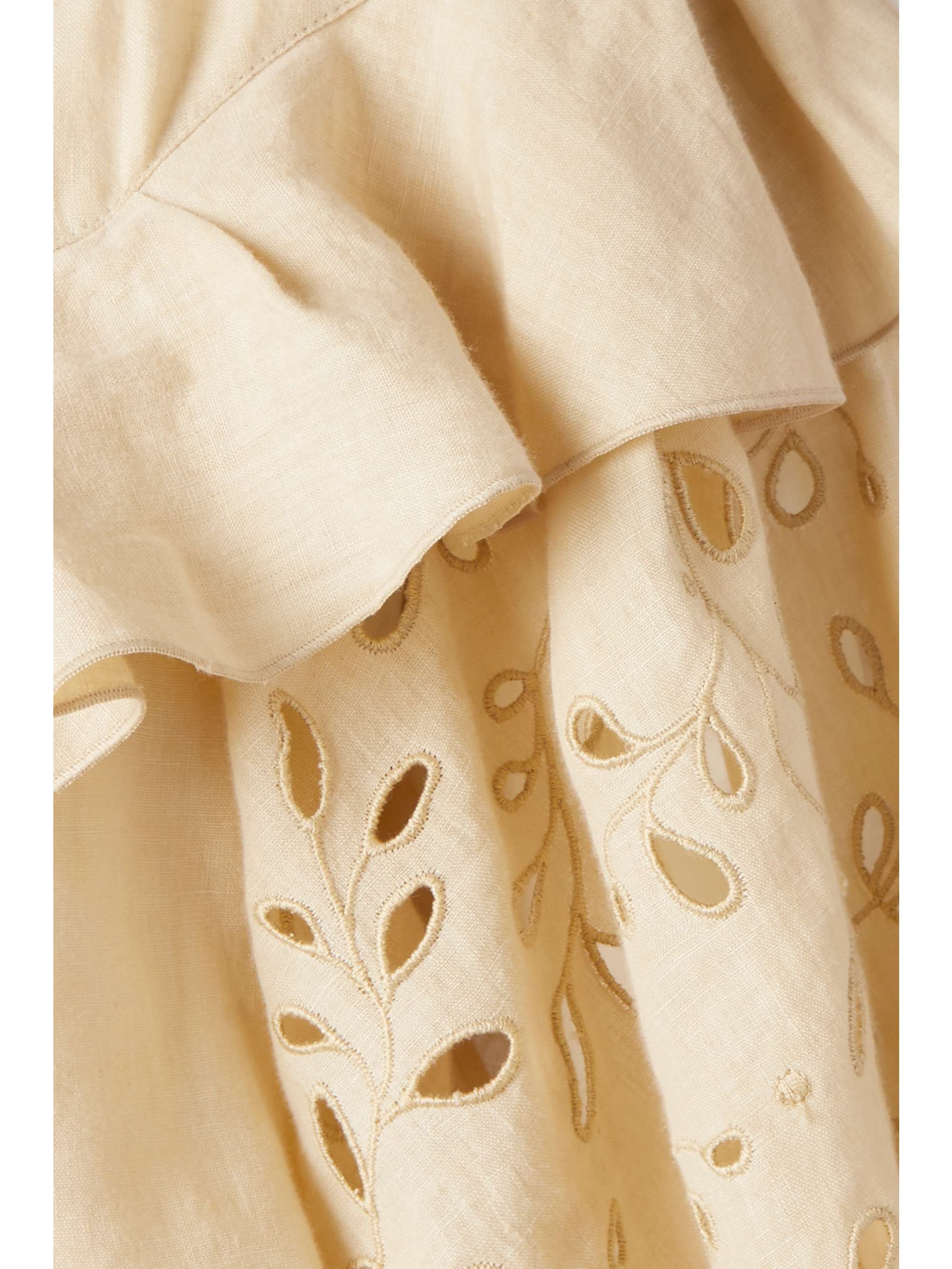 CHLOÉ Belted ruffled broderie anglaise linen maxi dress