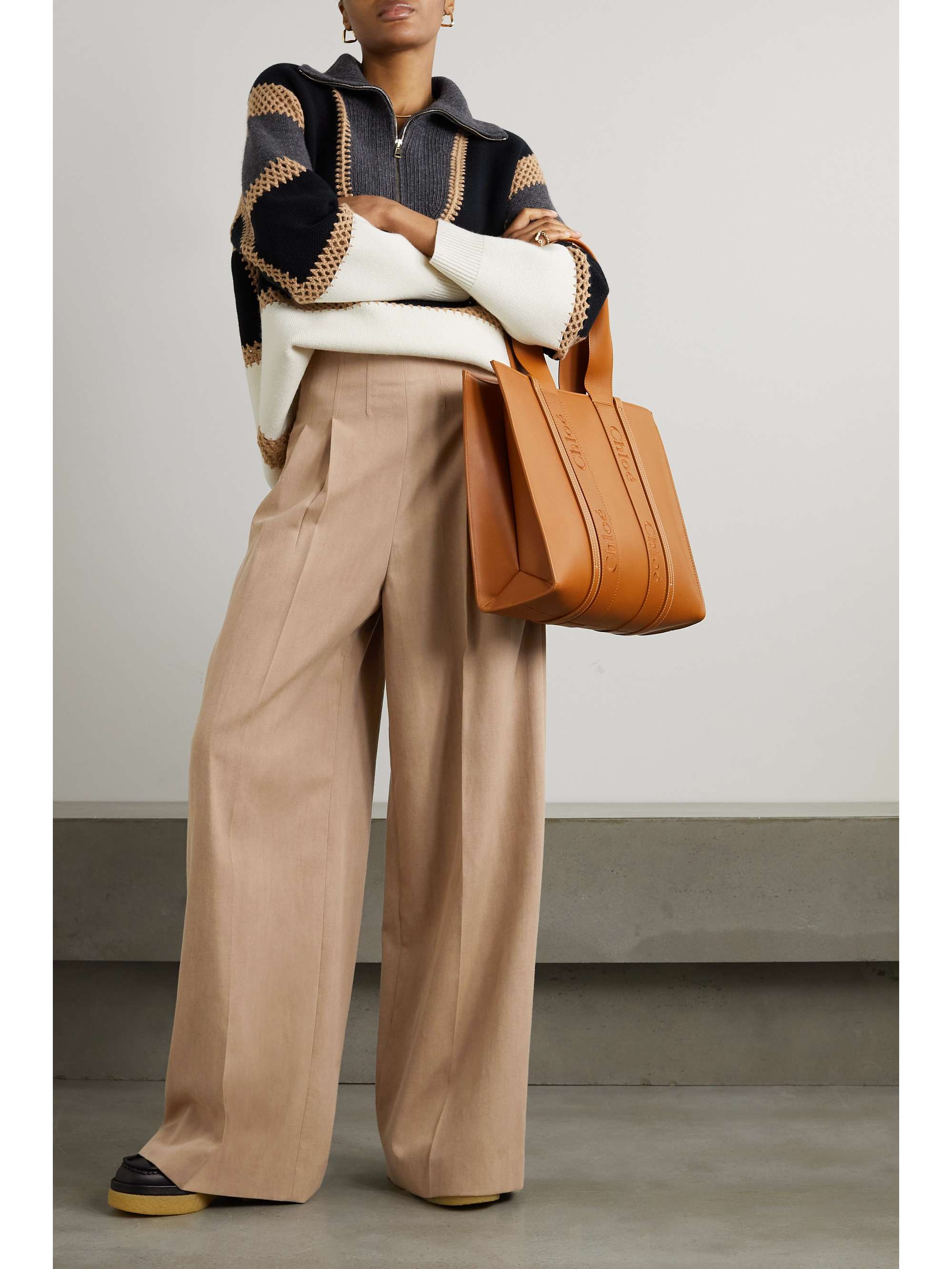 CHLOÉ Pleated wool-twill wide-leg pants