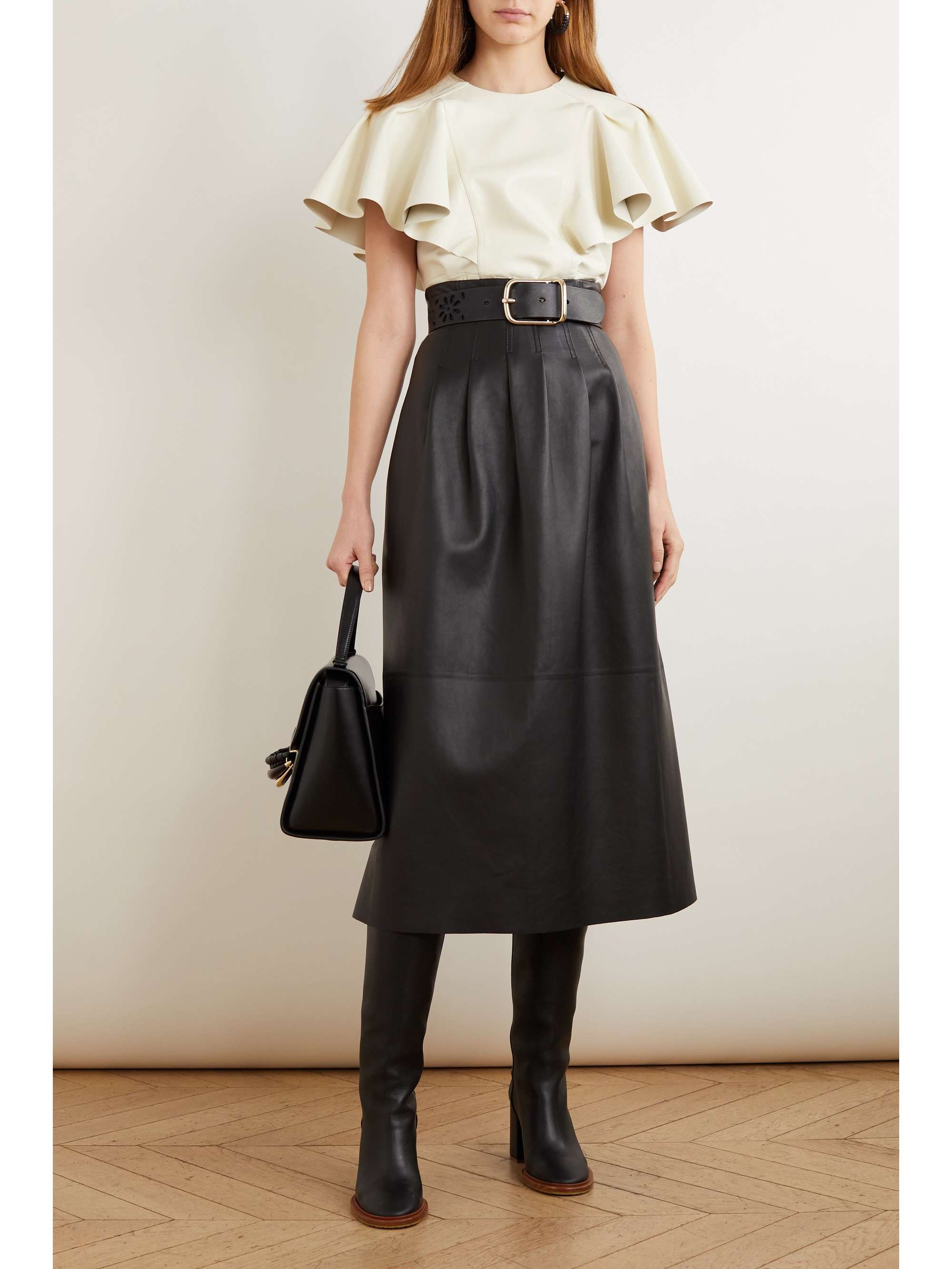CHLOÉ Ruffled leather top