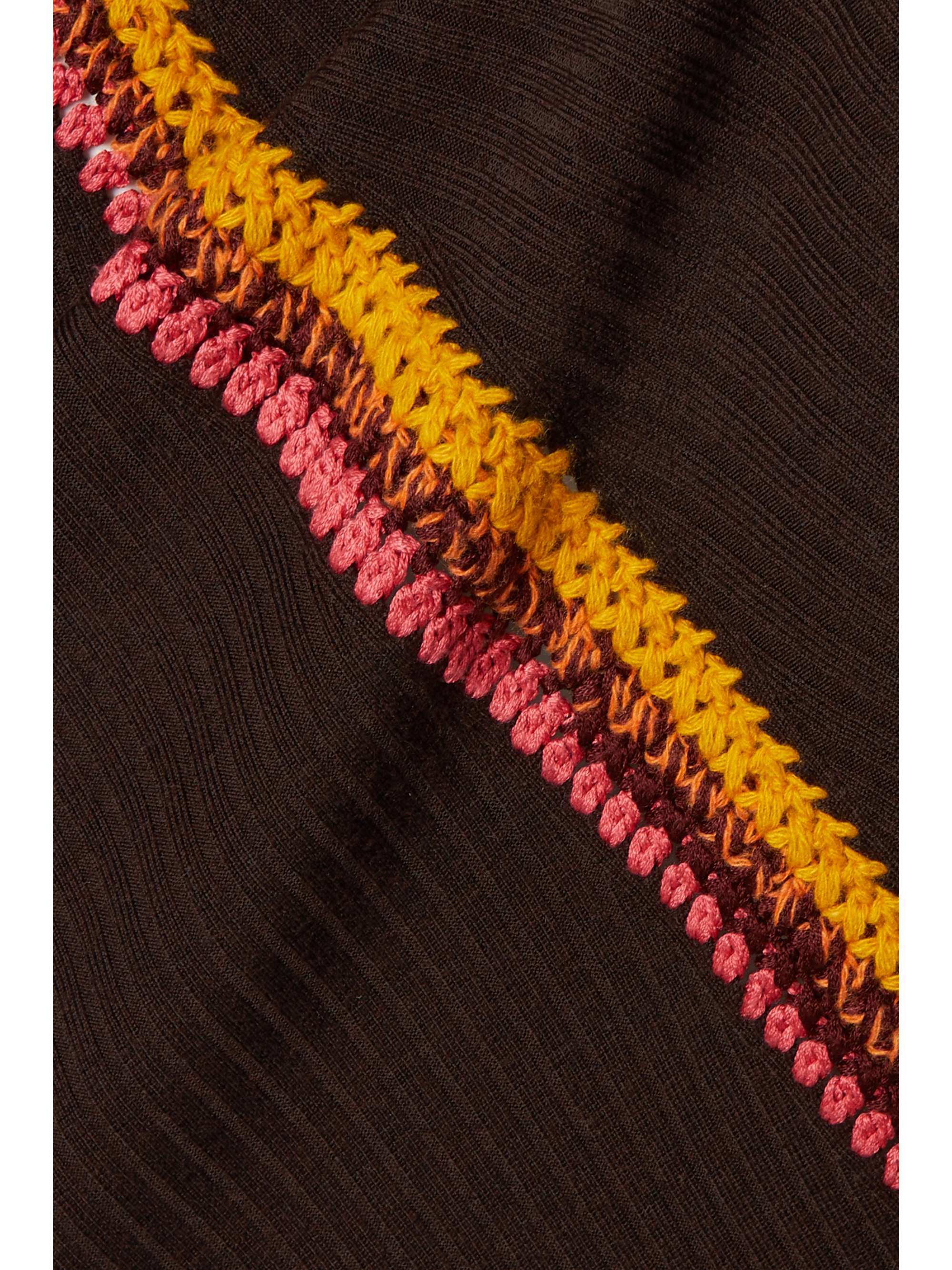 CHLOÉ Striped crochet-trimmed ribbed wool maxi skirt