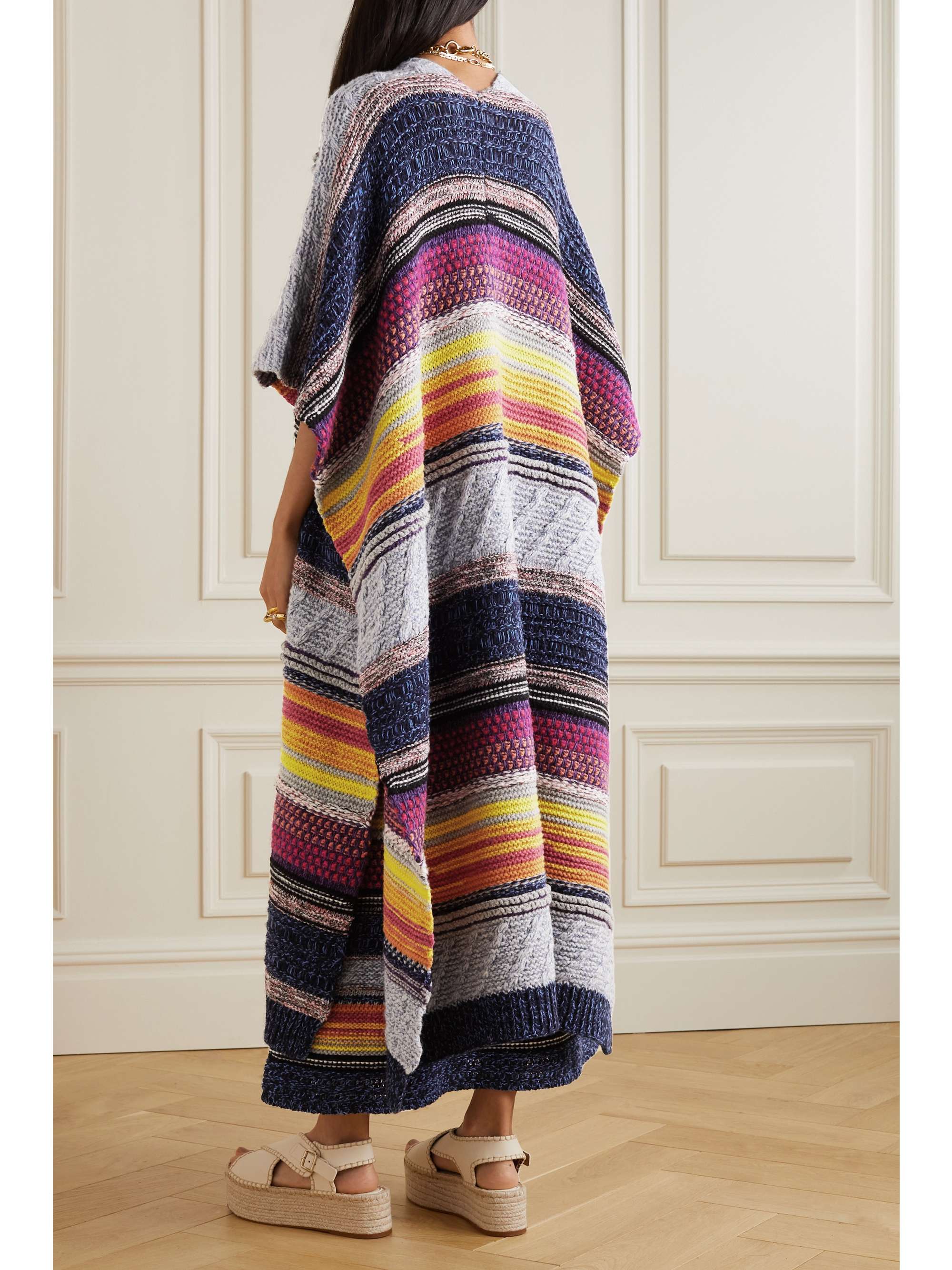 CHLOÉ Striped ribbed cashmere and wool-blend wrap