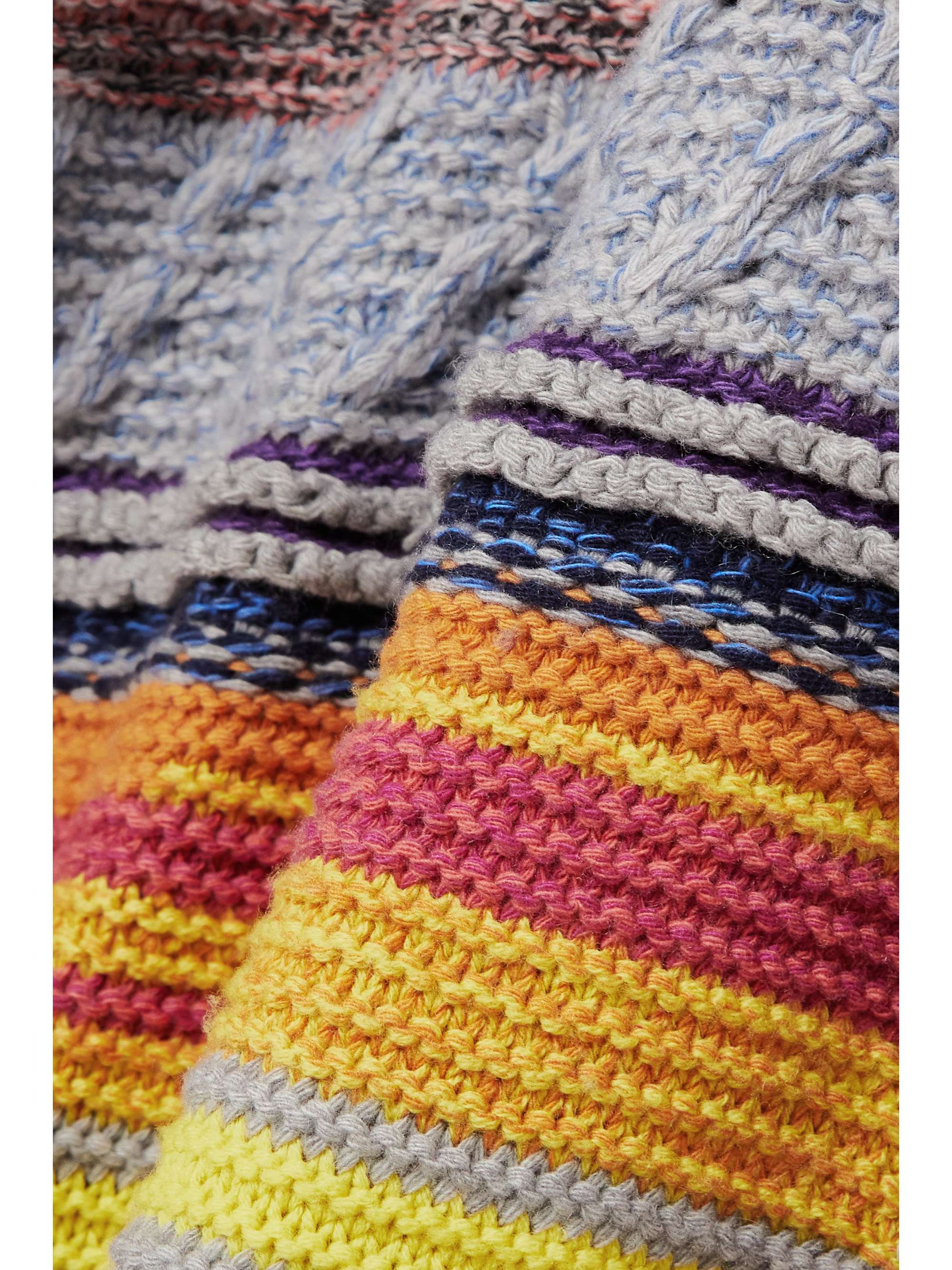 CHLOÉ Striped ribbed cashmere and wool-blend wrap