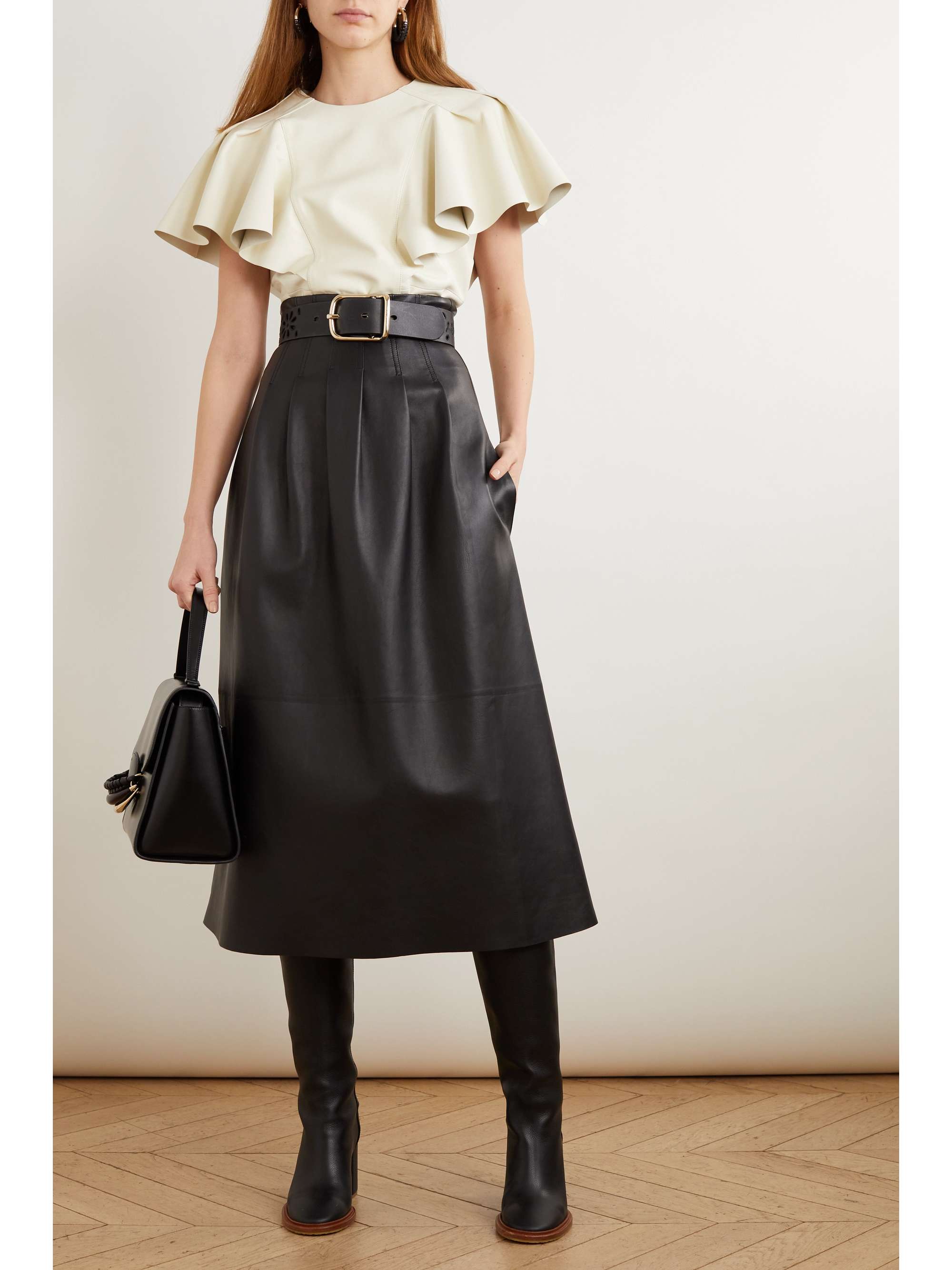 CHLOÉ Leather midi skirt