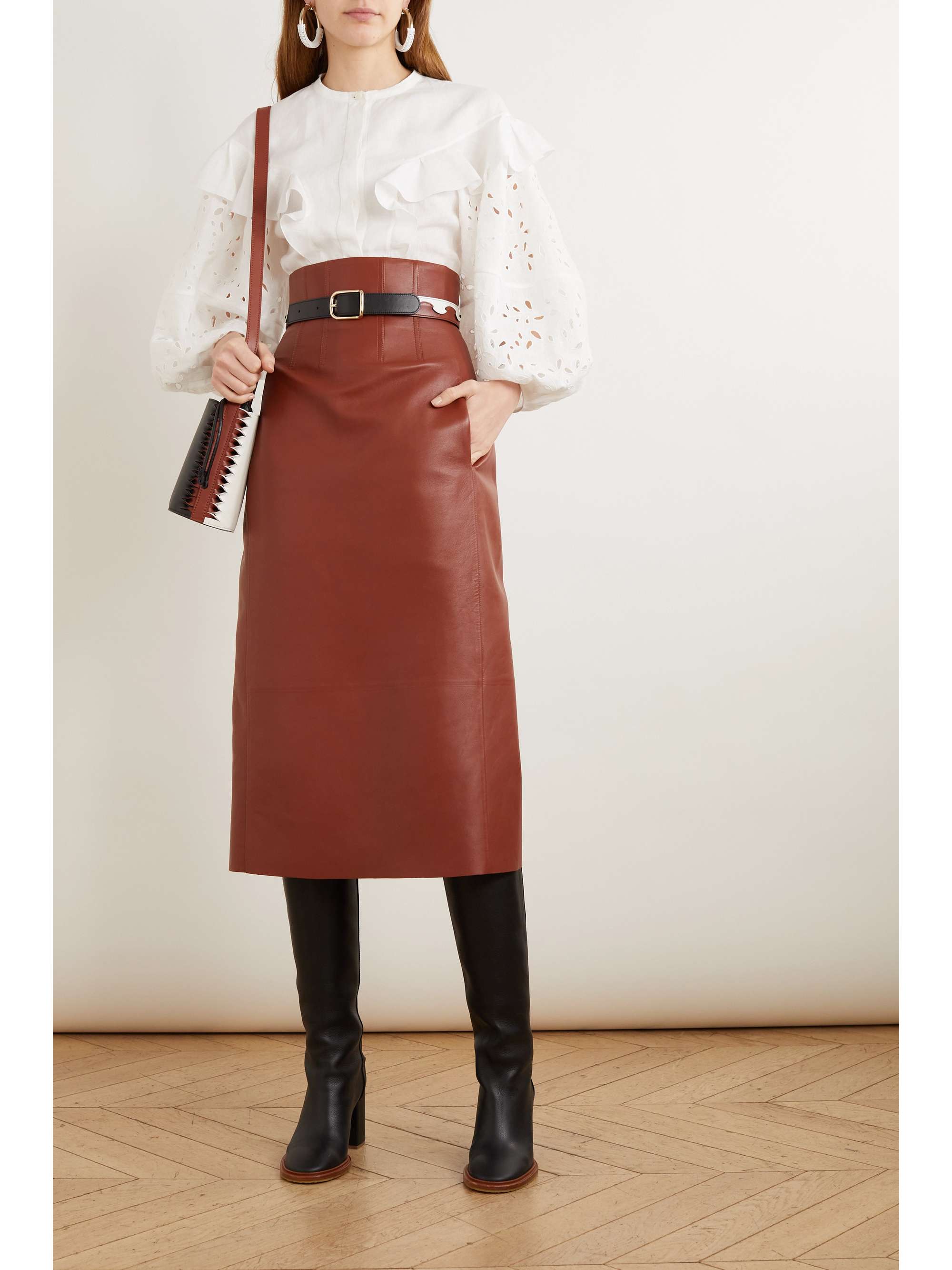 CHLOÉ Ruffled broderie anglaise linen blouse