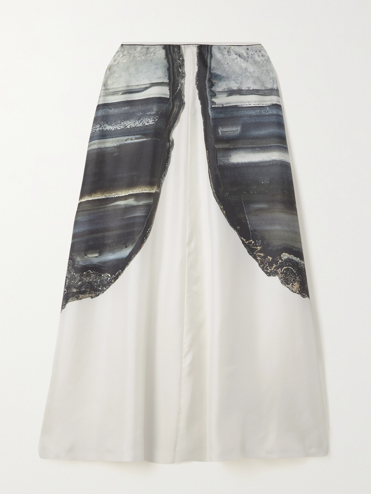 Chloé Printed Silk-twill Midi Skirt In White