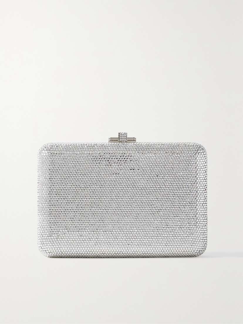 Judith Leiber Couture Slim Slide Crystal-embellished Silver-tone Clutch