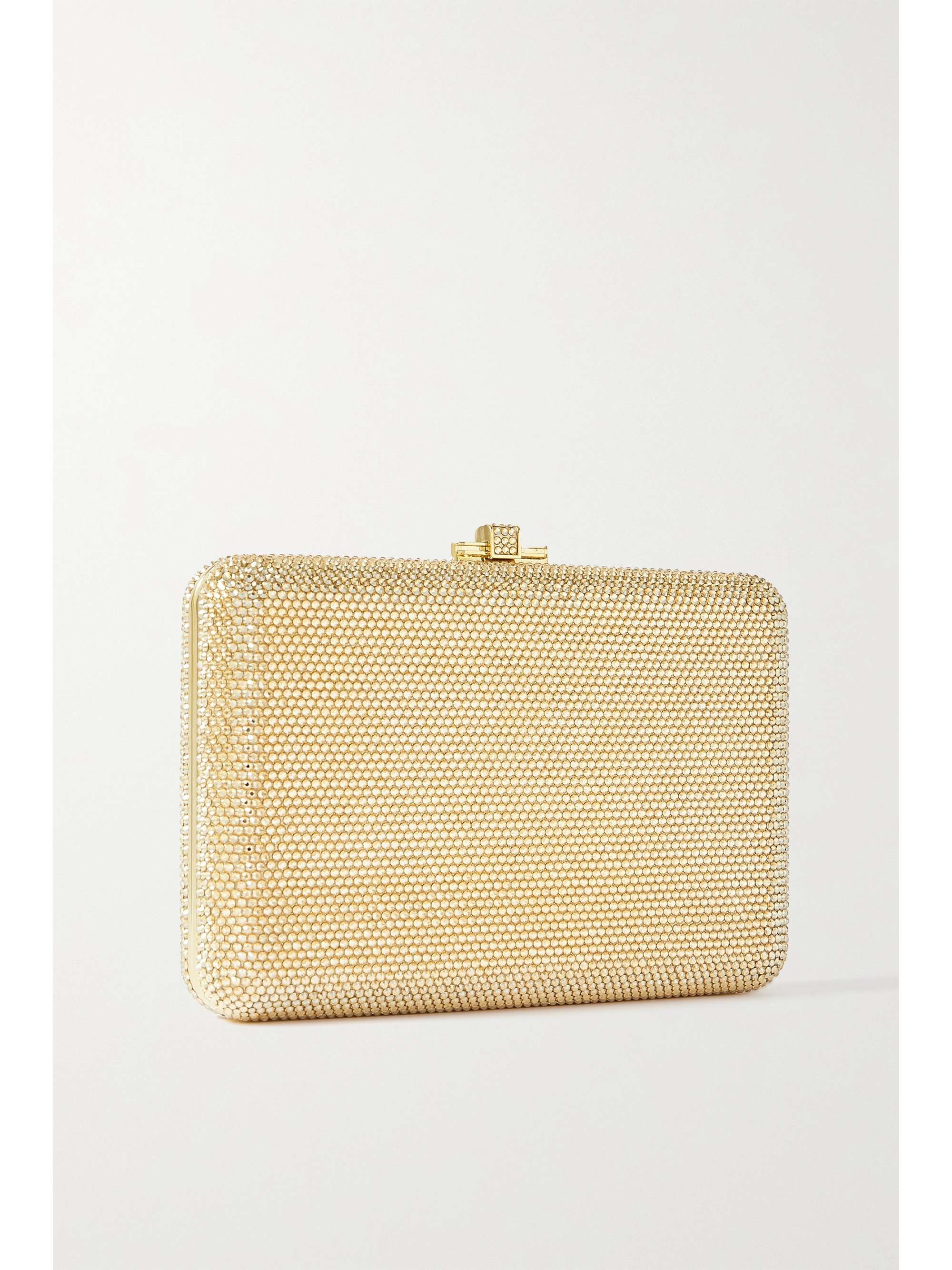 JUDITH LEIBER COUTURE Slim Slide crystal-embellished silver-tone clutch