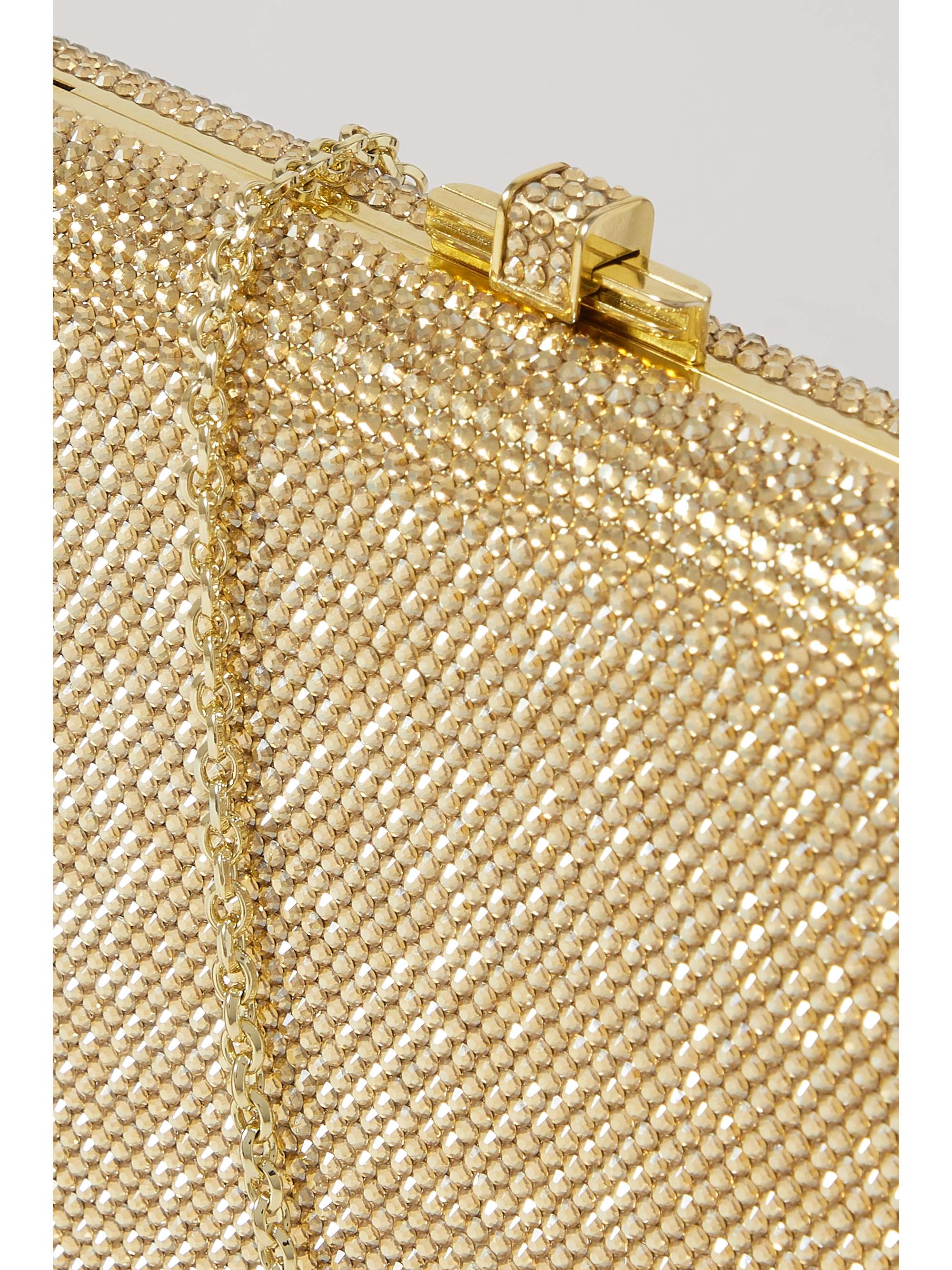 JUDITH LEIBER COUTURE Slim Slide crystal-embellished silver-tone clutch