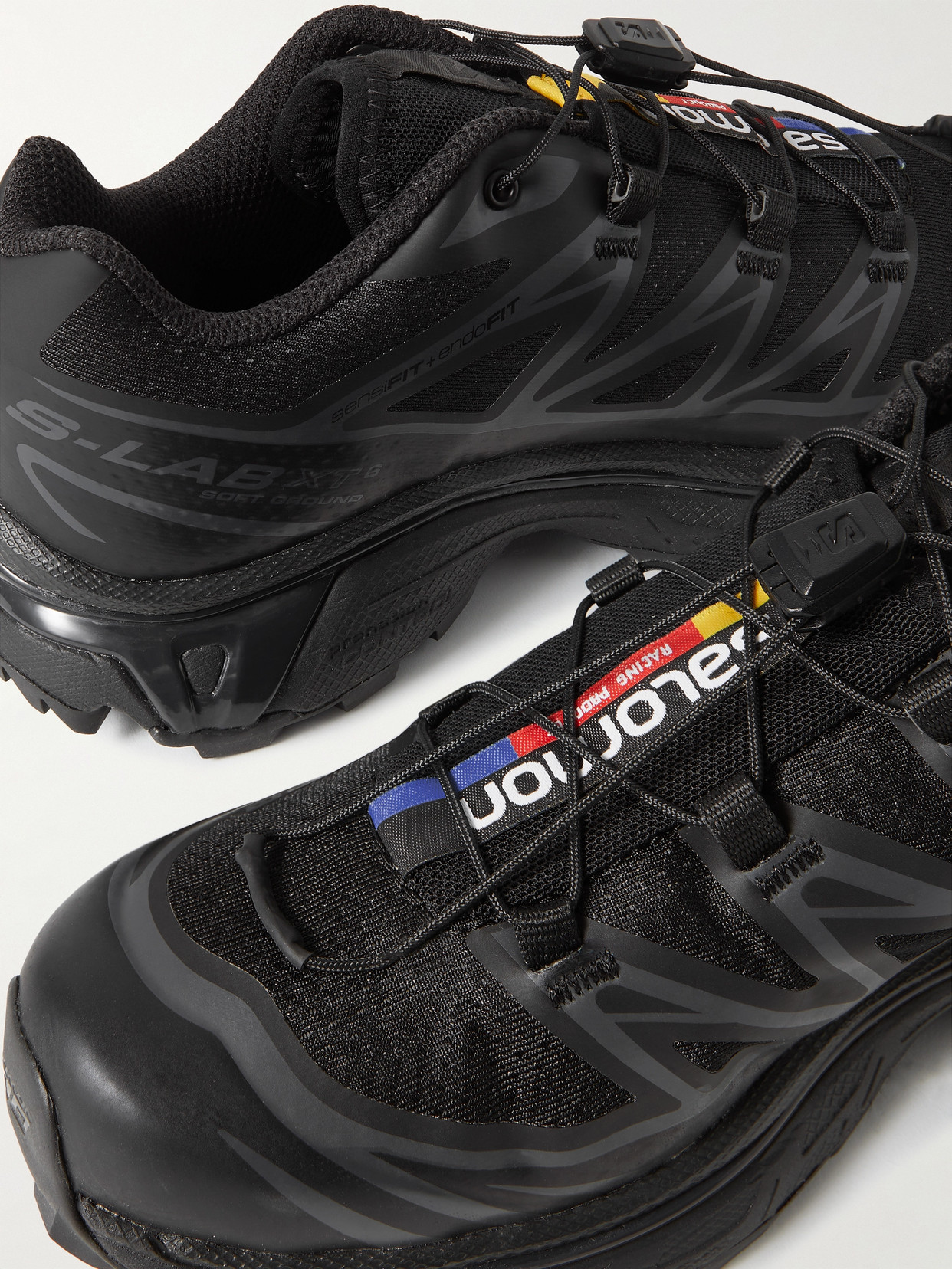 SALOMON XT-6 RUBBER-TRIMMED MESH SNEAKERS