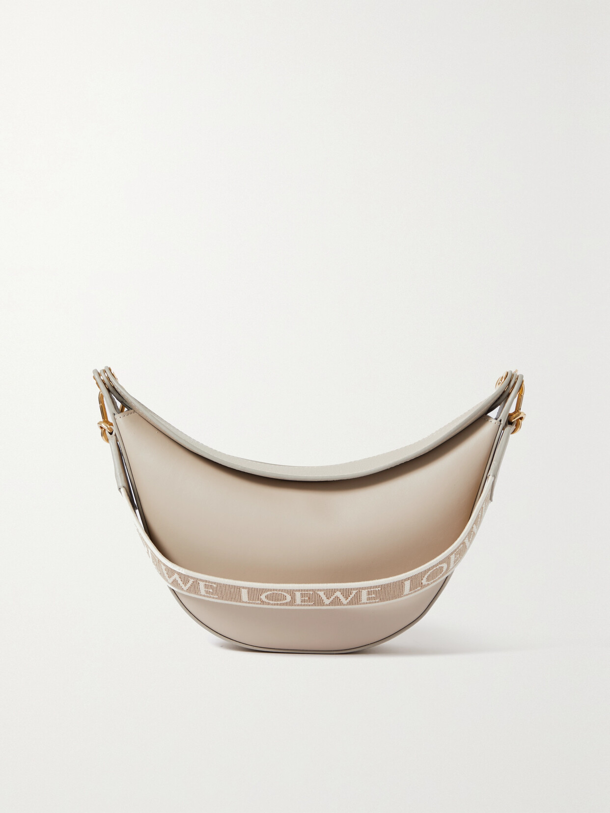 Luna Small Canvas-jacquard Trimmed Leather Shoulder Bag In Neutrals