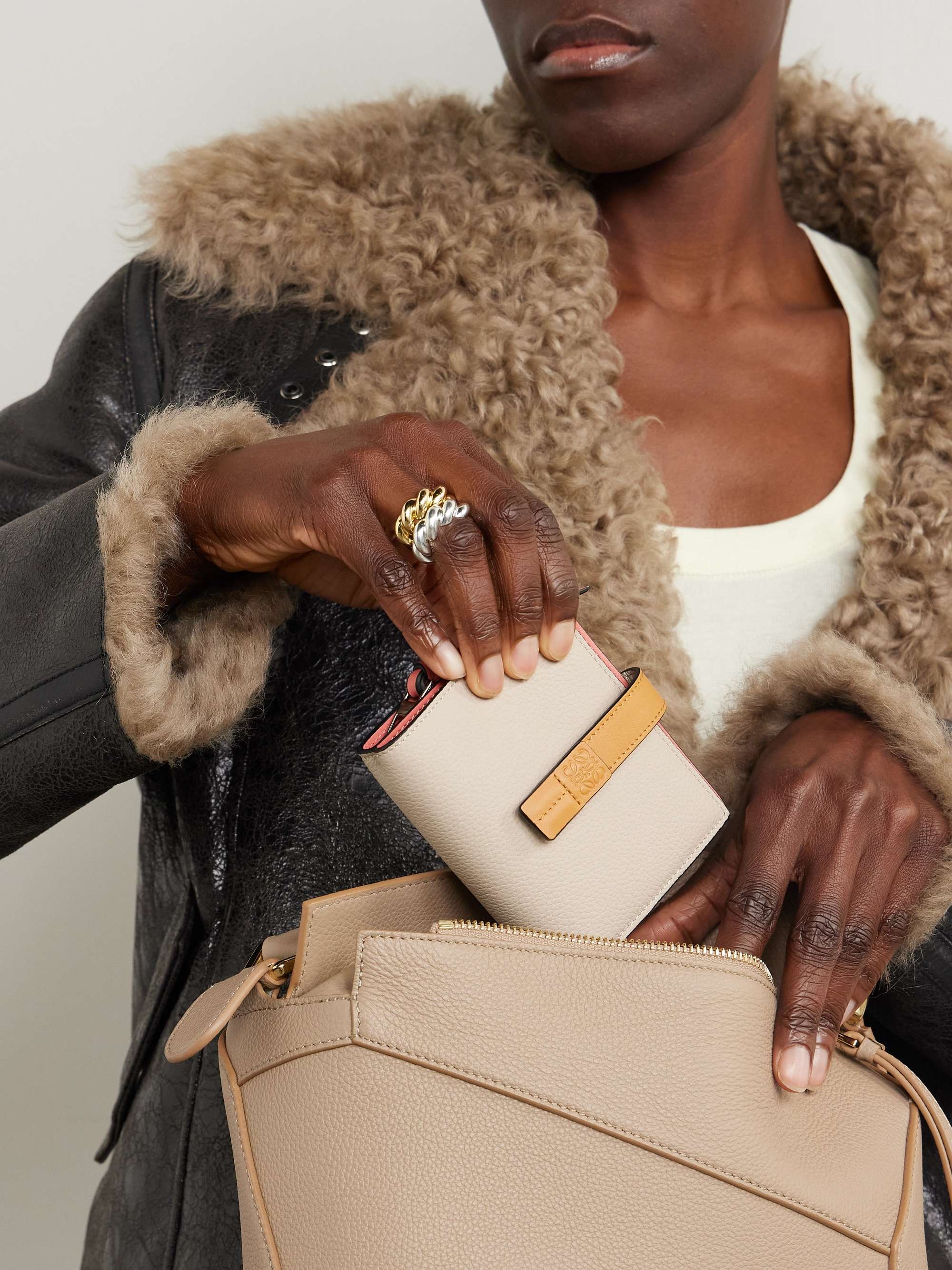 LOEWE Two-tone textured-leather wallet