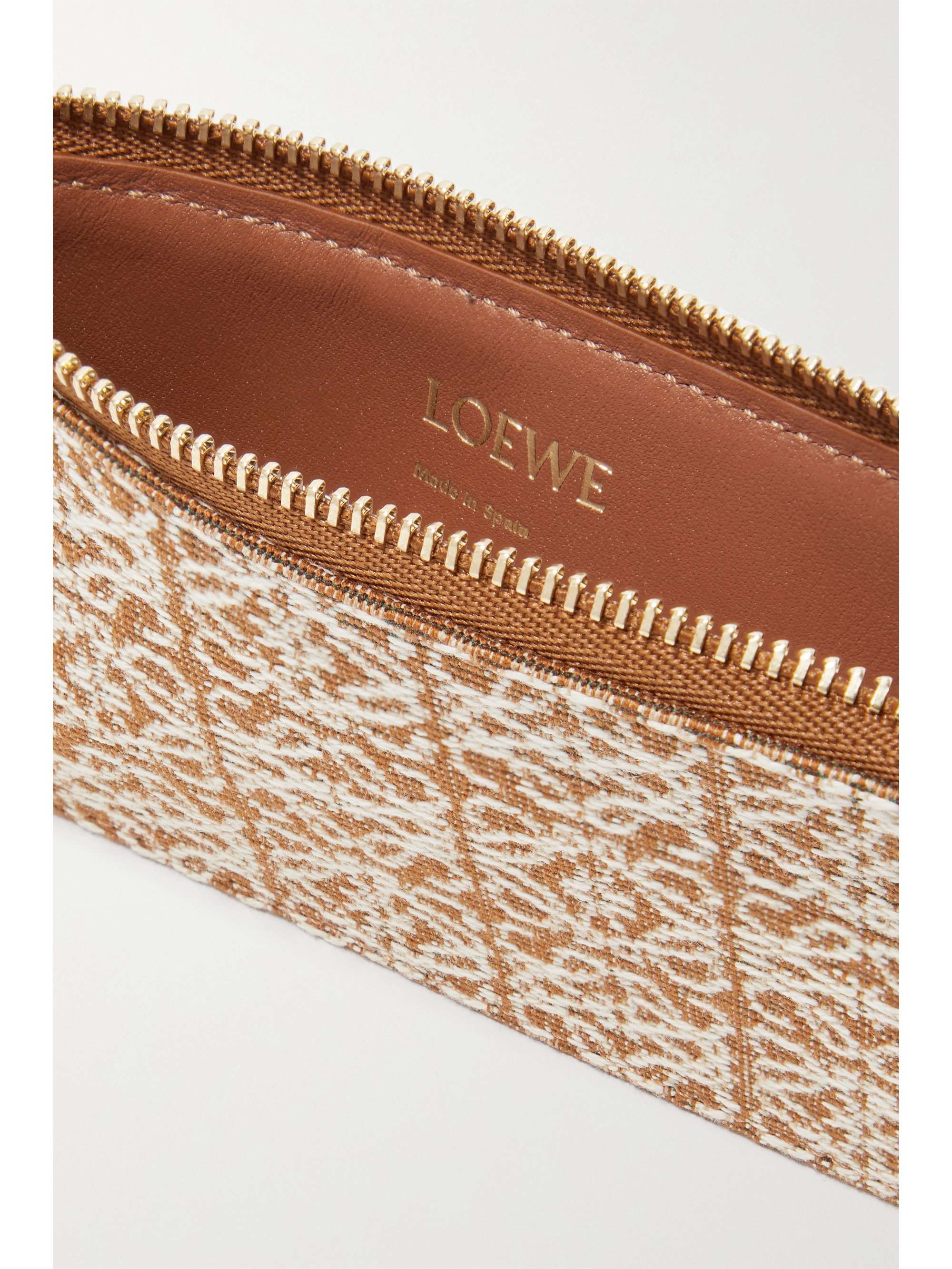 LOEWE Anagram leather and canvas-jacquard cardholder