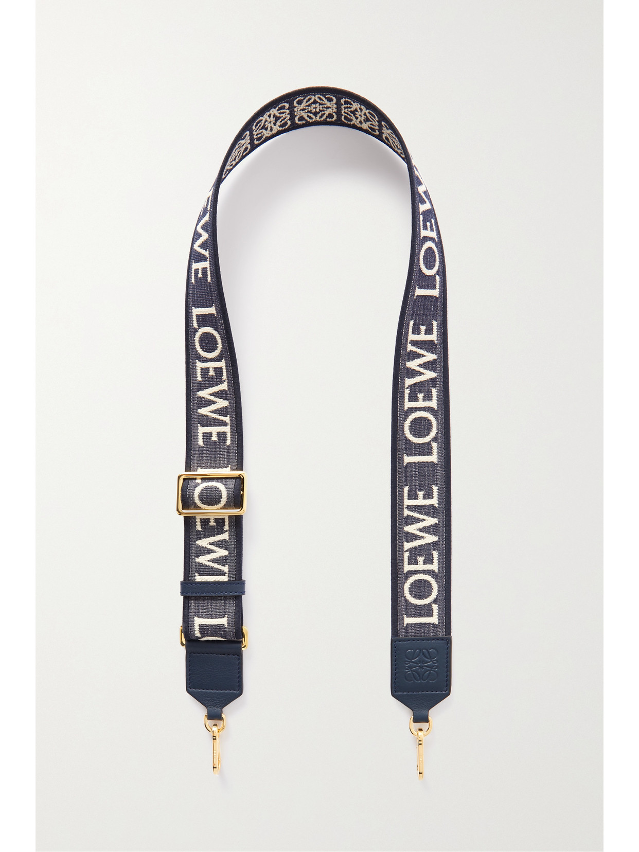 LOEWE ANAGRAM LEATHER-TRIMMED CANVAS-JACQUARD BAG STRAP