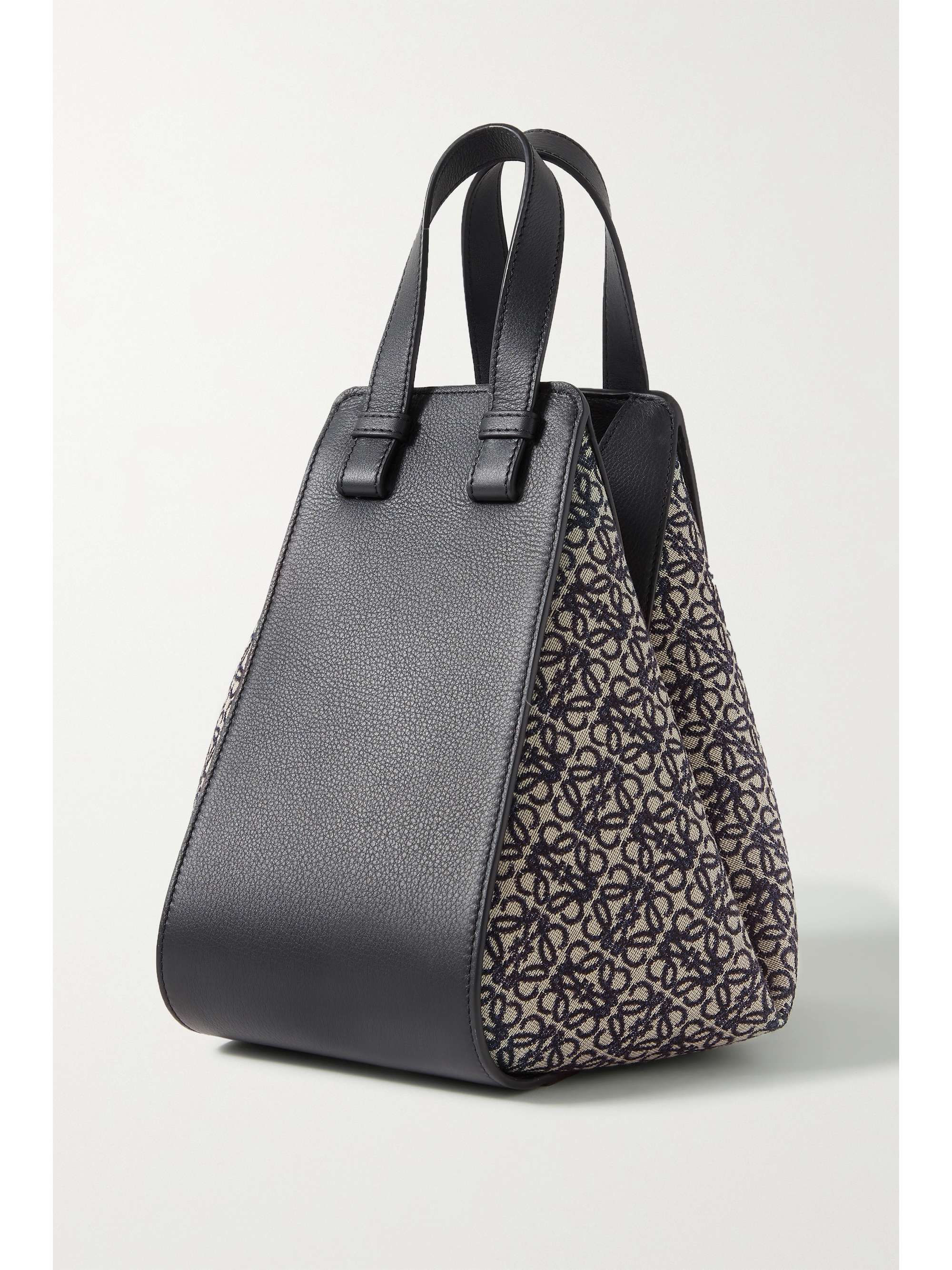 LOEWE Hammock small paneled textured-leather and canvas-jacquard tote