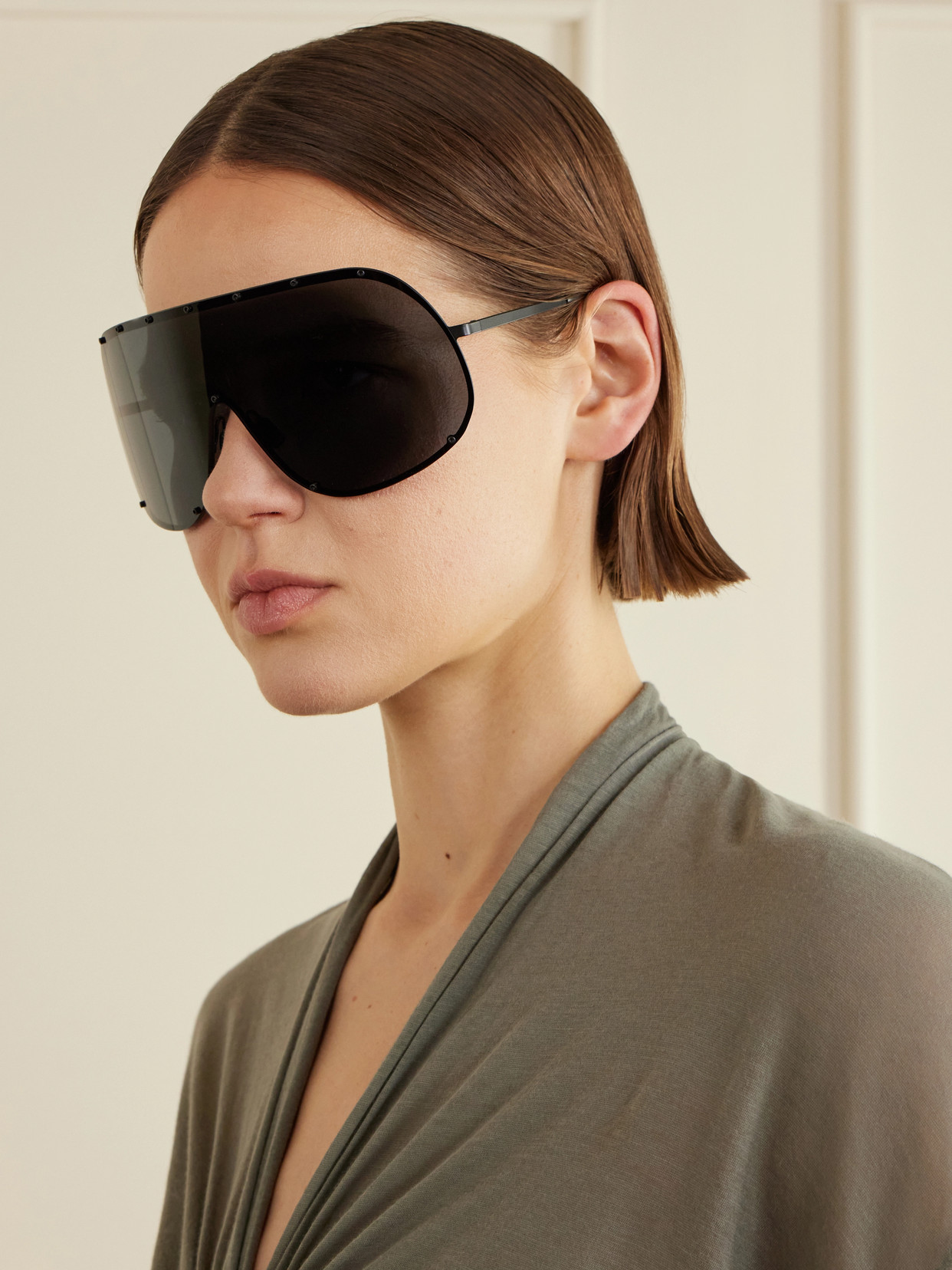 Shield Aviator-Style Acetate Sunglasses